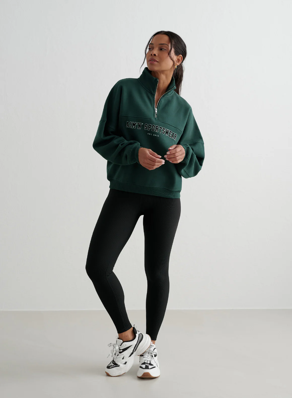 Deep Emerald Varsity Sweat Half Zip - Image 4