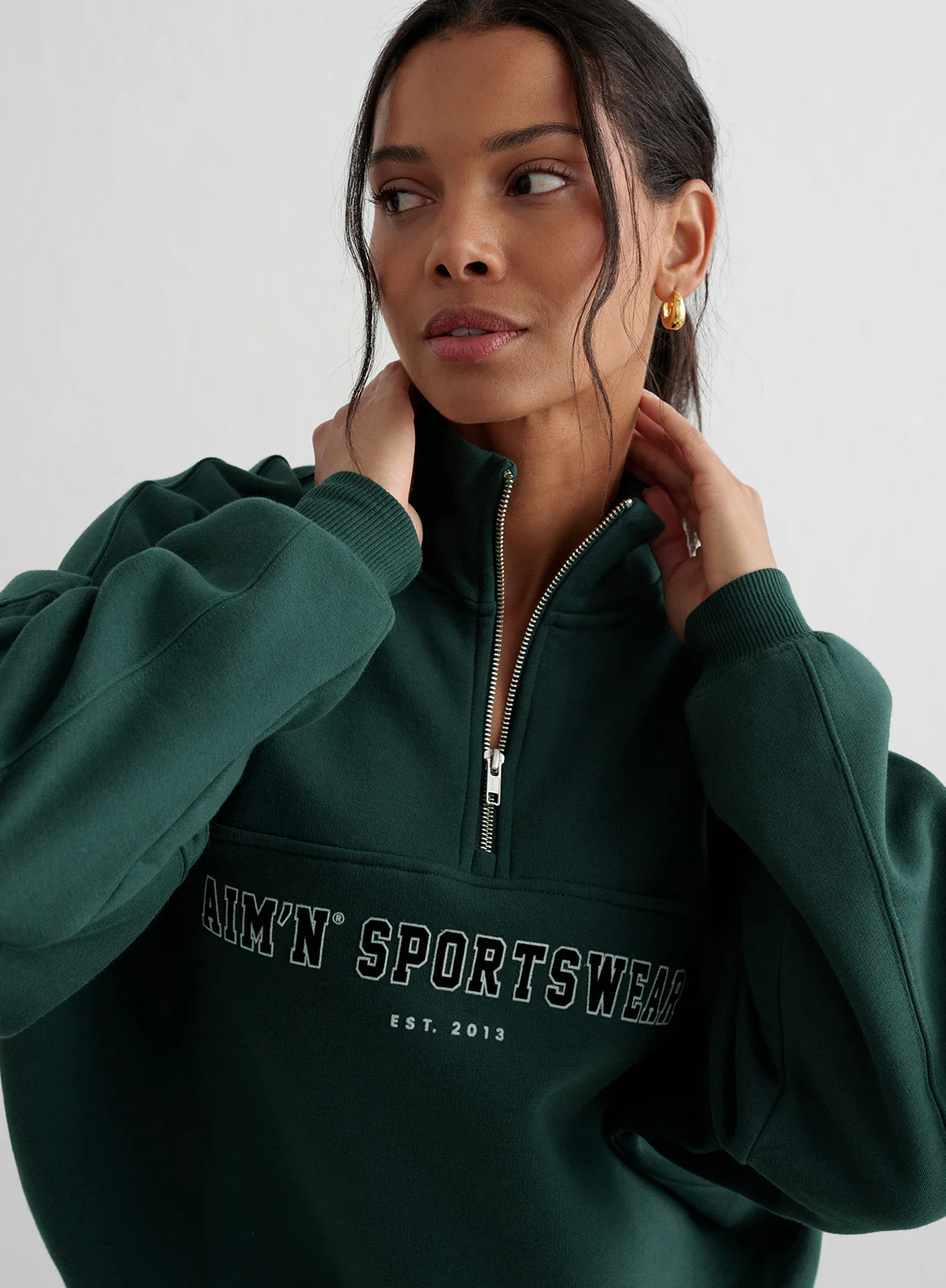 Deep Emerald Varsity Sweat Half Zip - Image 6