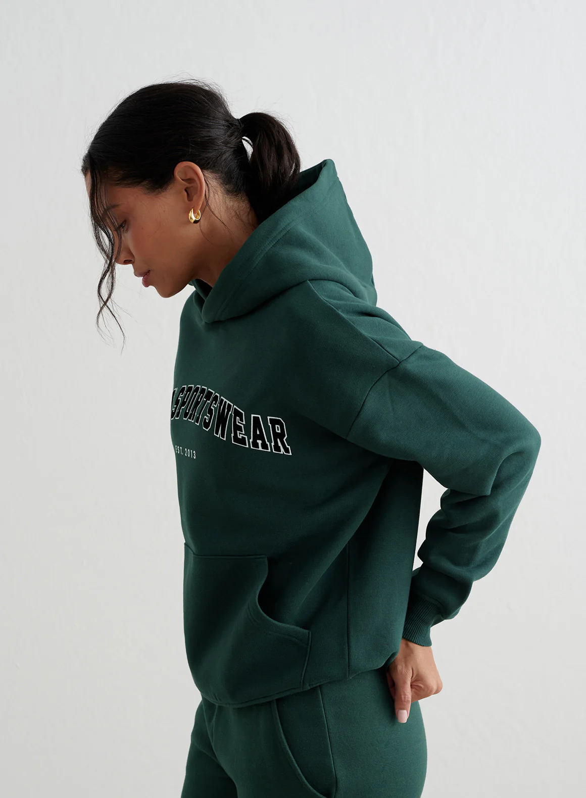 Deep Emerald Varsity Sweat Hood - Image 2
