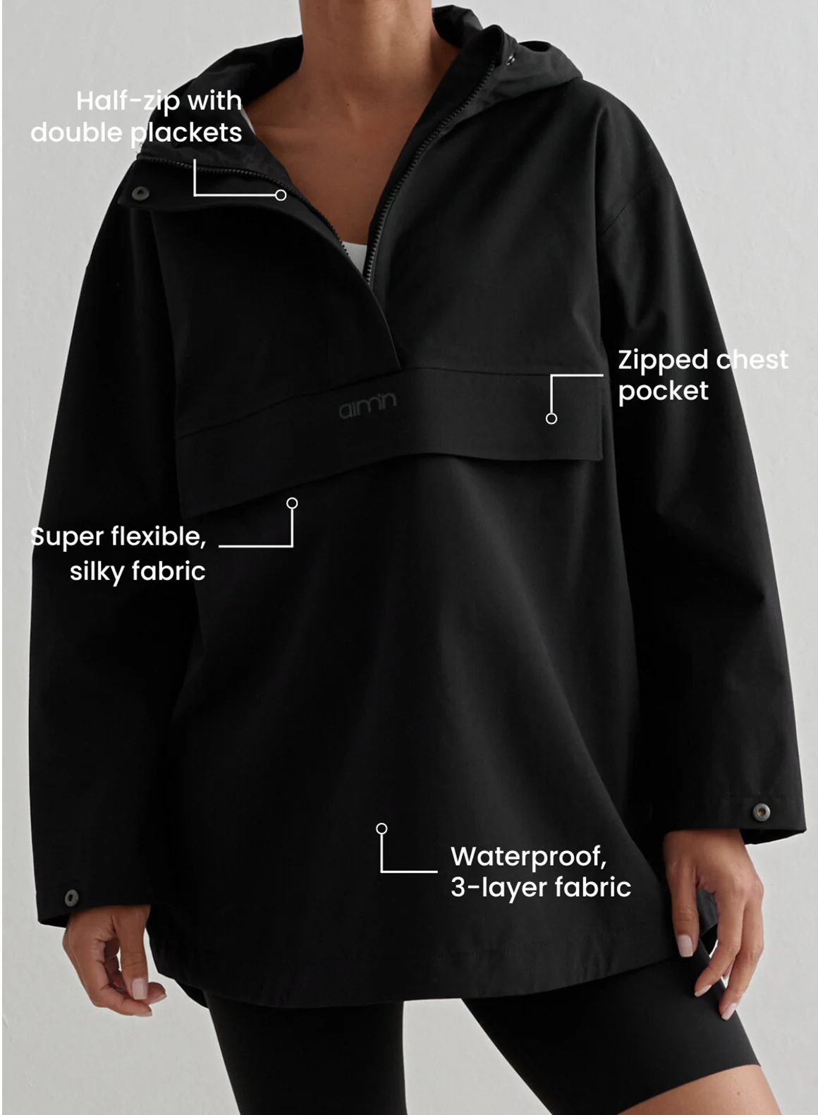 Black Waterproof Oversized Anorak - Image 4