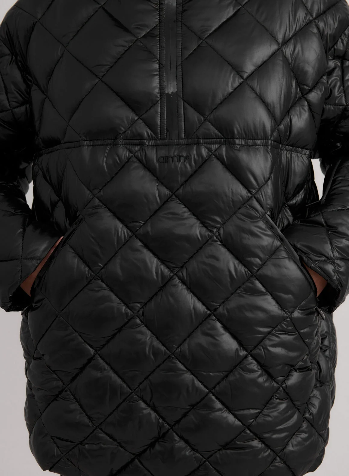 Glossy Black Luxe Quilted Anorak - Image 7