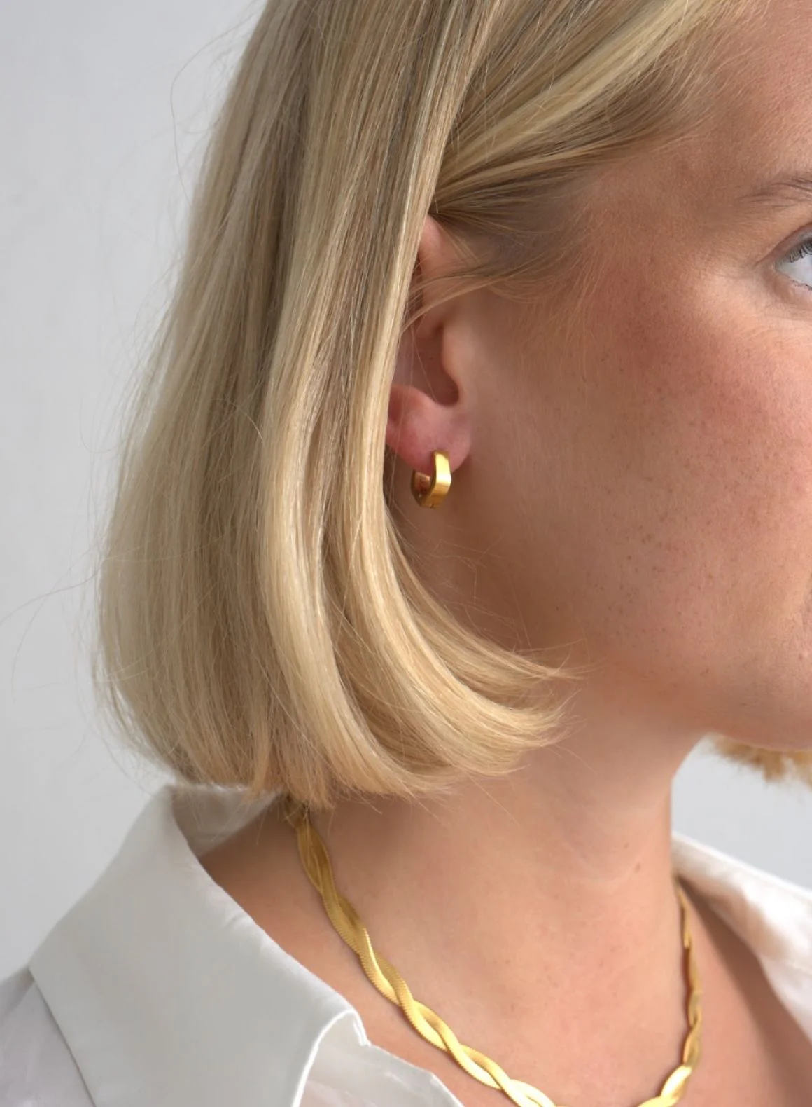 Gold Waterproof Angle Hoop Earrings - Image 3