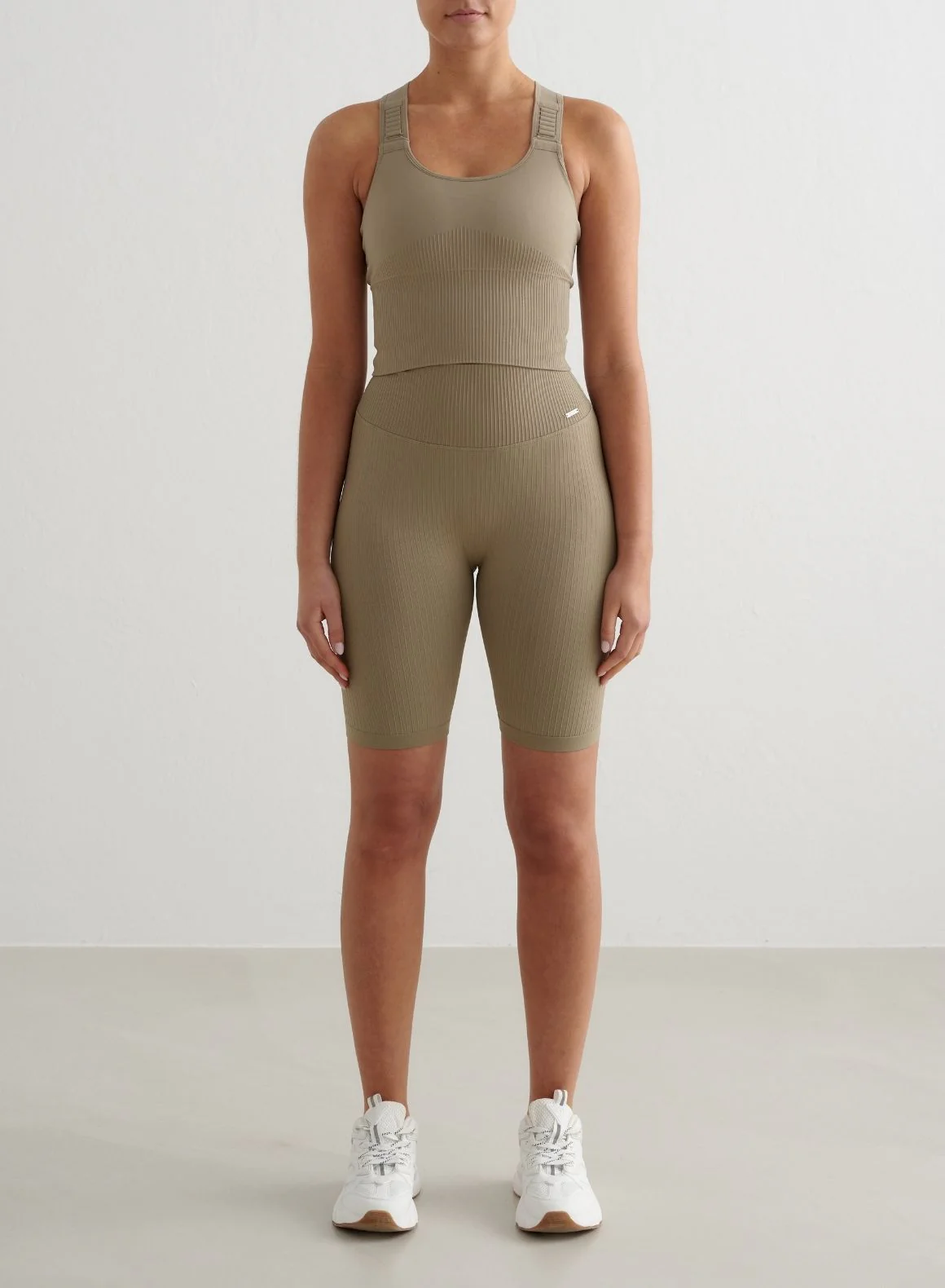 Green Tea Ribbed Seamless Biker Shorts