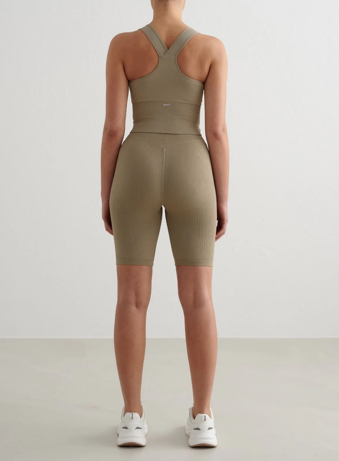 Green Tea Ribbed Seamless Biker Shorts - Image 2