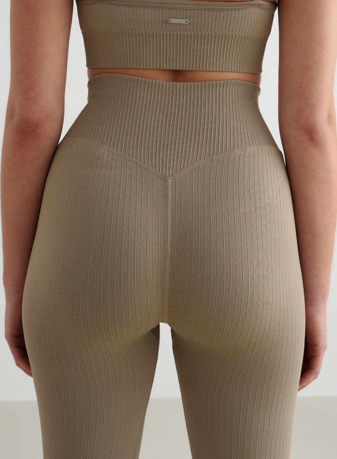 Green Tea Ribbed Seamless Tights - Image 6