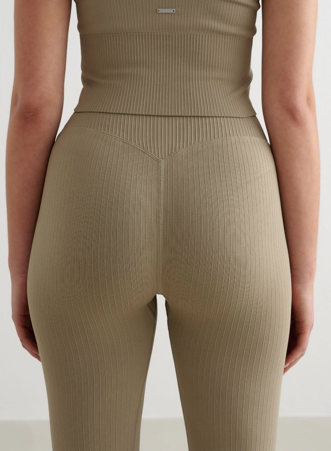 Green Tea Ribbed Seamless Tights 7/8 - Image 5