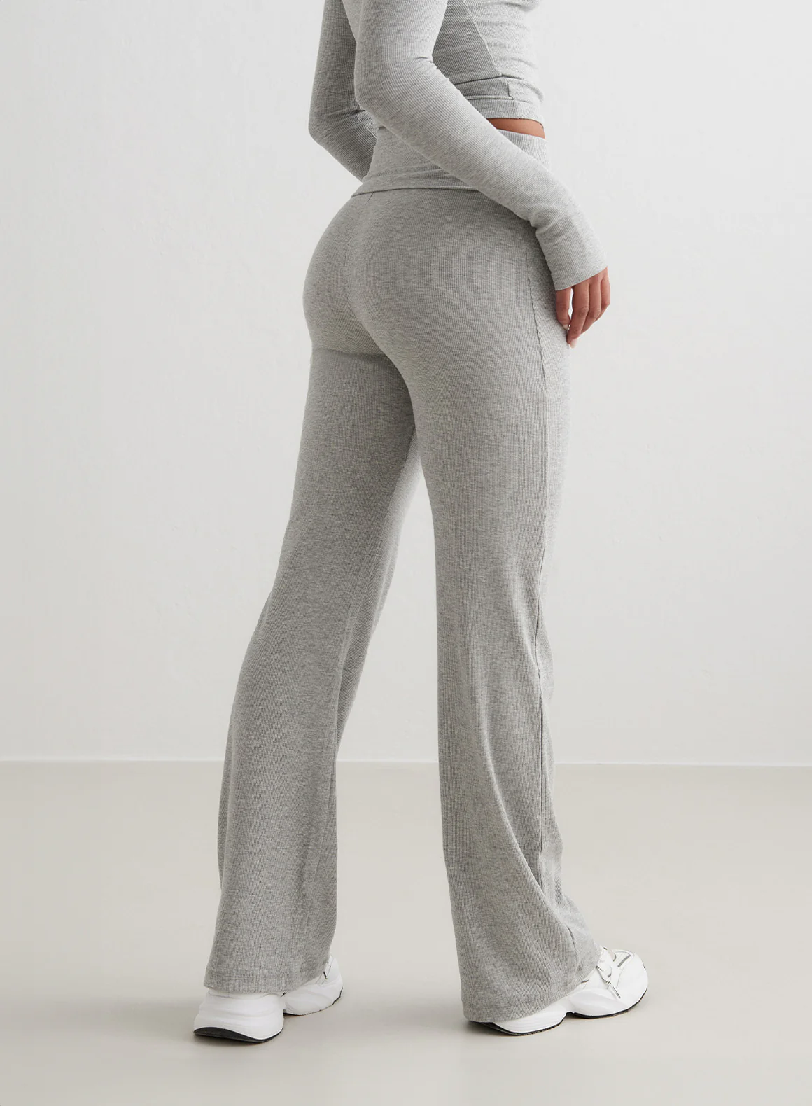 Grey Melange Ease Ribbed Pants - Image 11