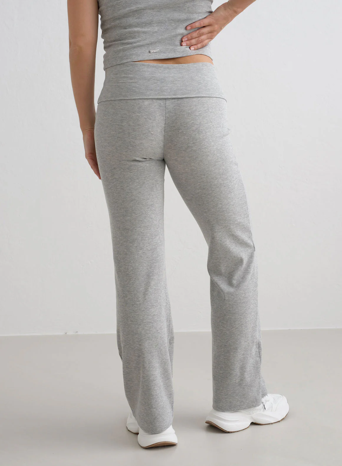 Grey Melange Ease Ribbed Pants - Image 2