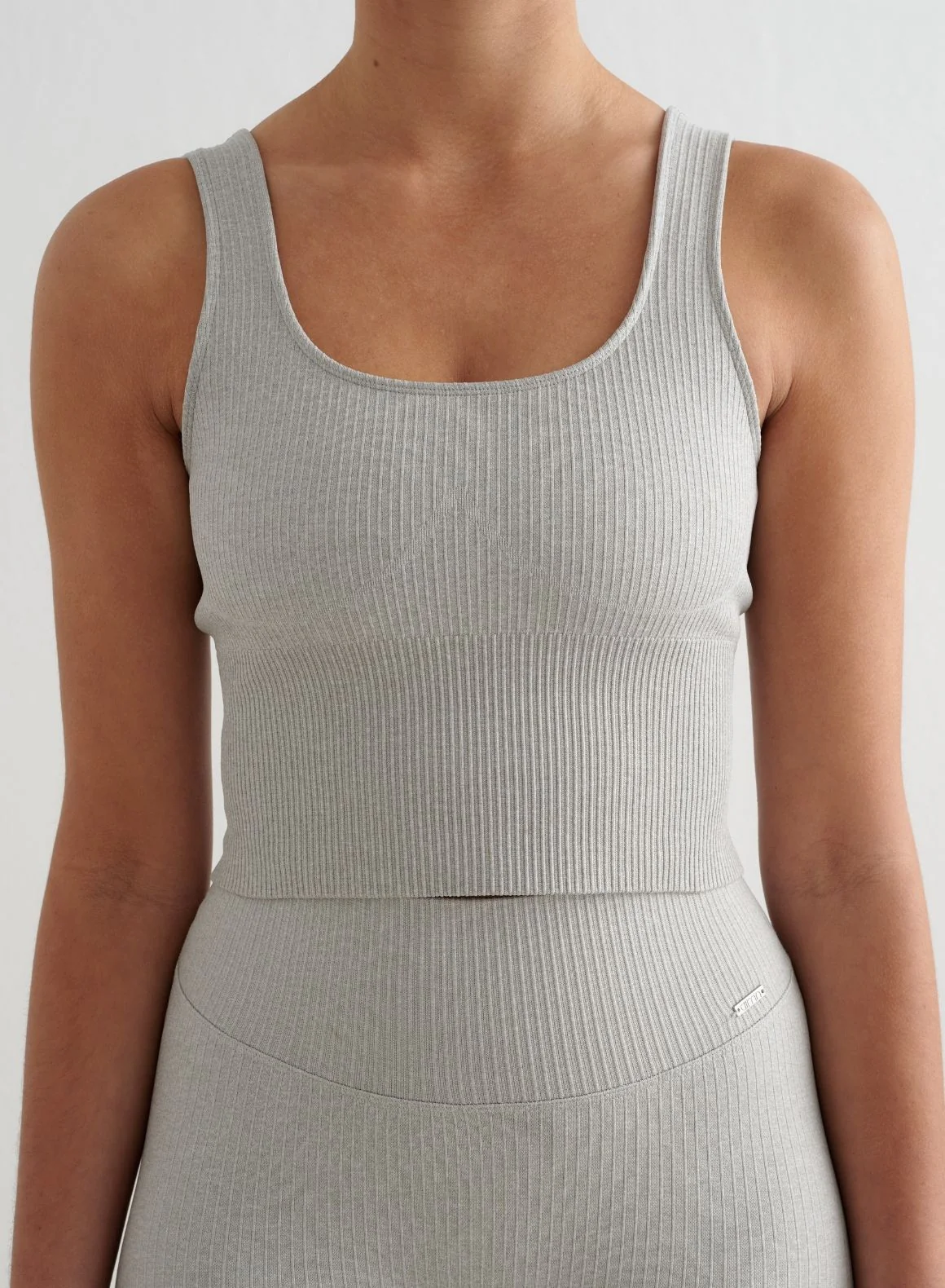 Grey Melange Ribbed Seamless Shaping Bralette - Image 5