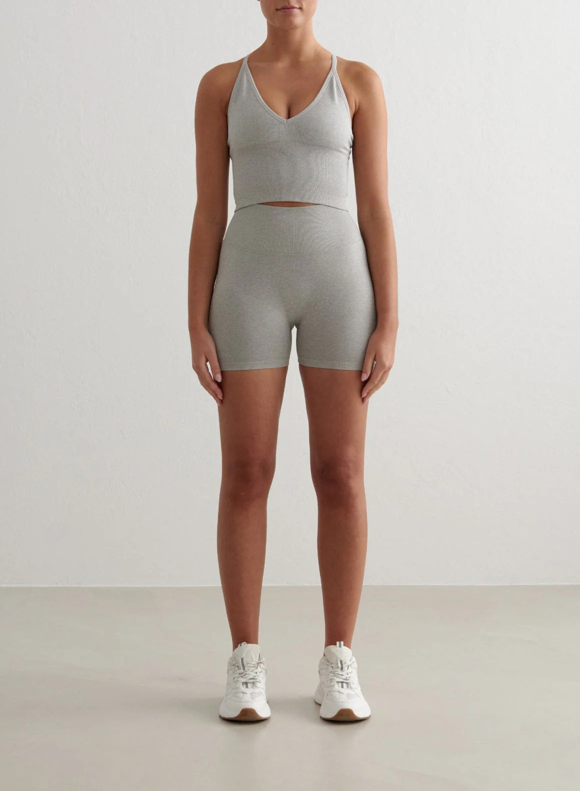 Grey Melange Shape Seamless Hotpants - Image 2
