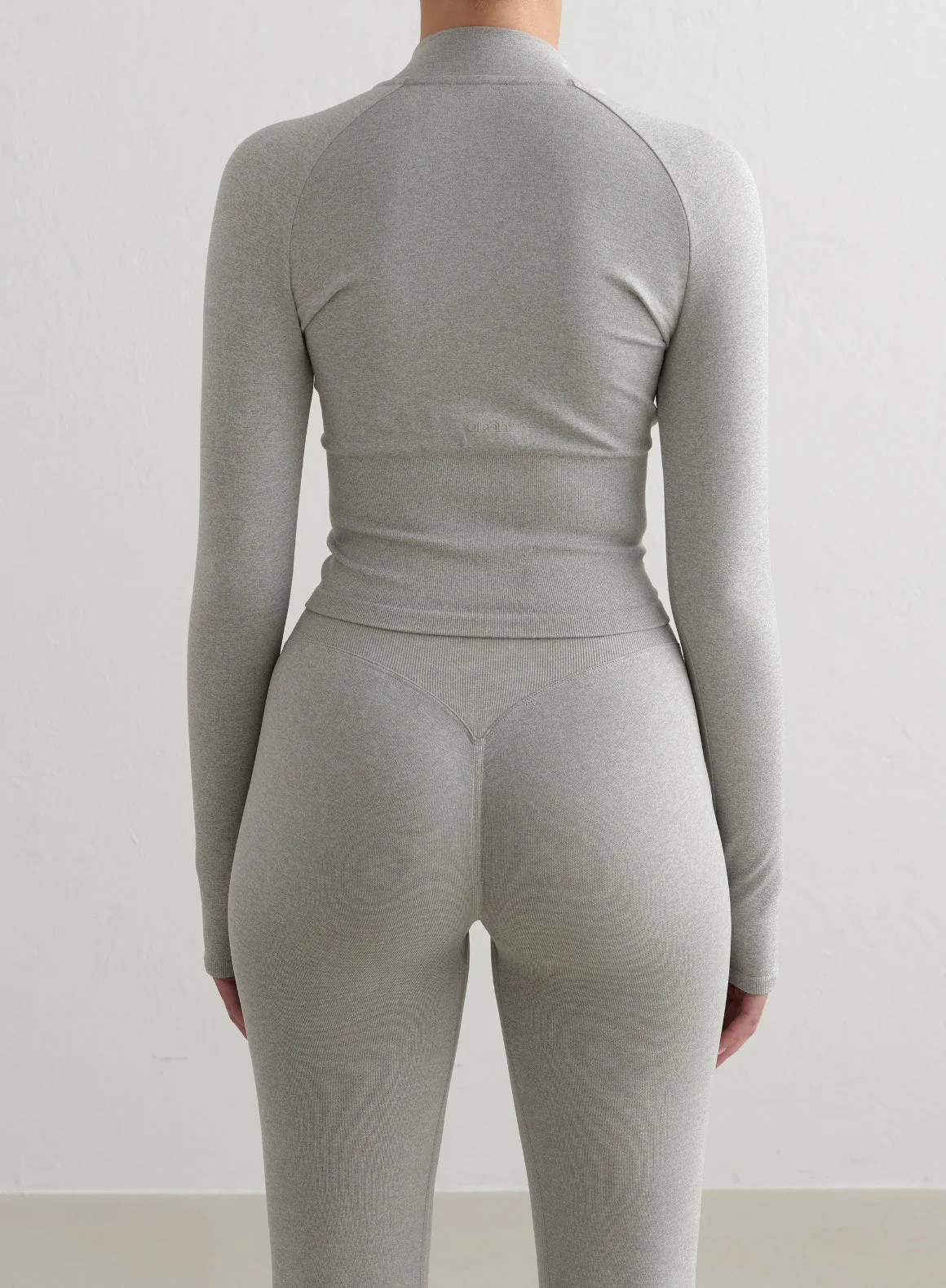 Grey Melange Shape Seamless Zip Jacket - Image 2