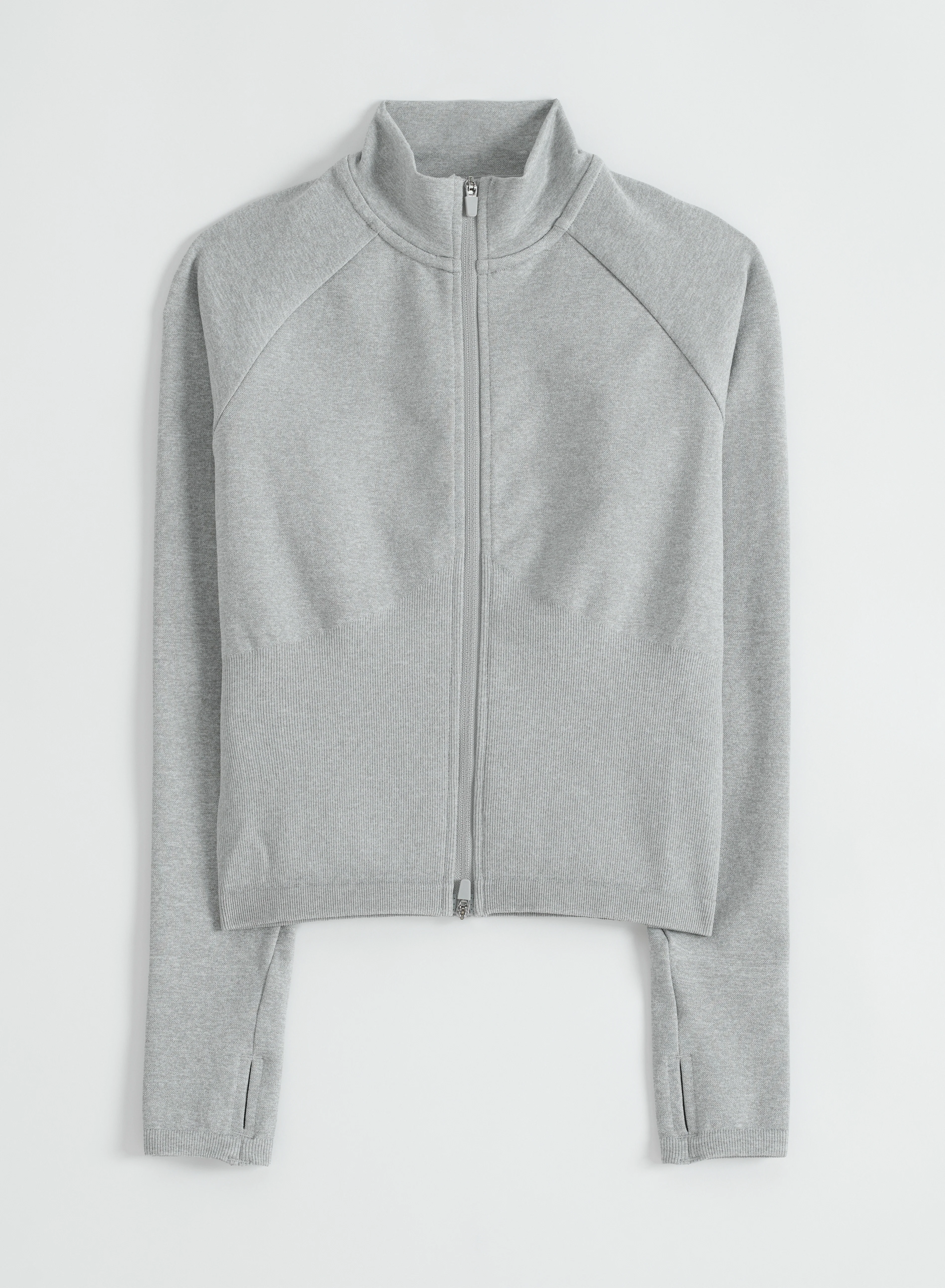 Grey Melange Shape Seamless Zip Jacket - Image 7