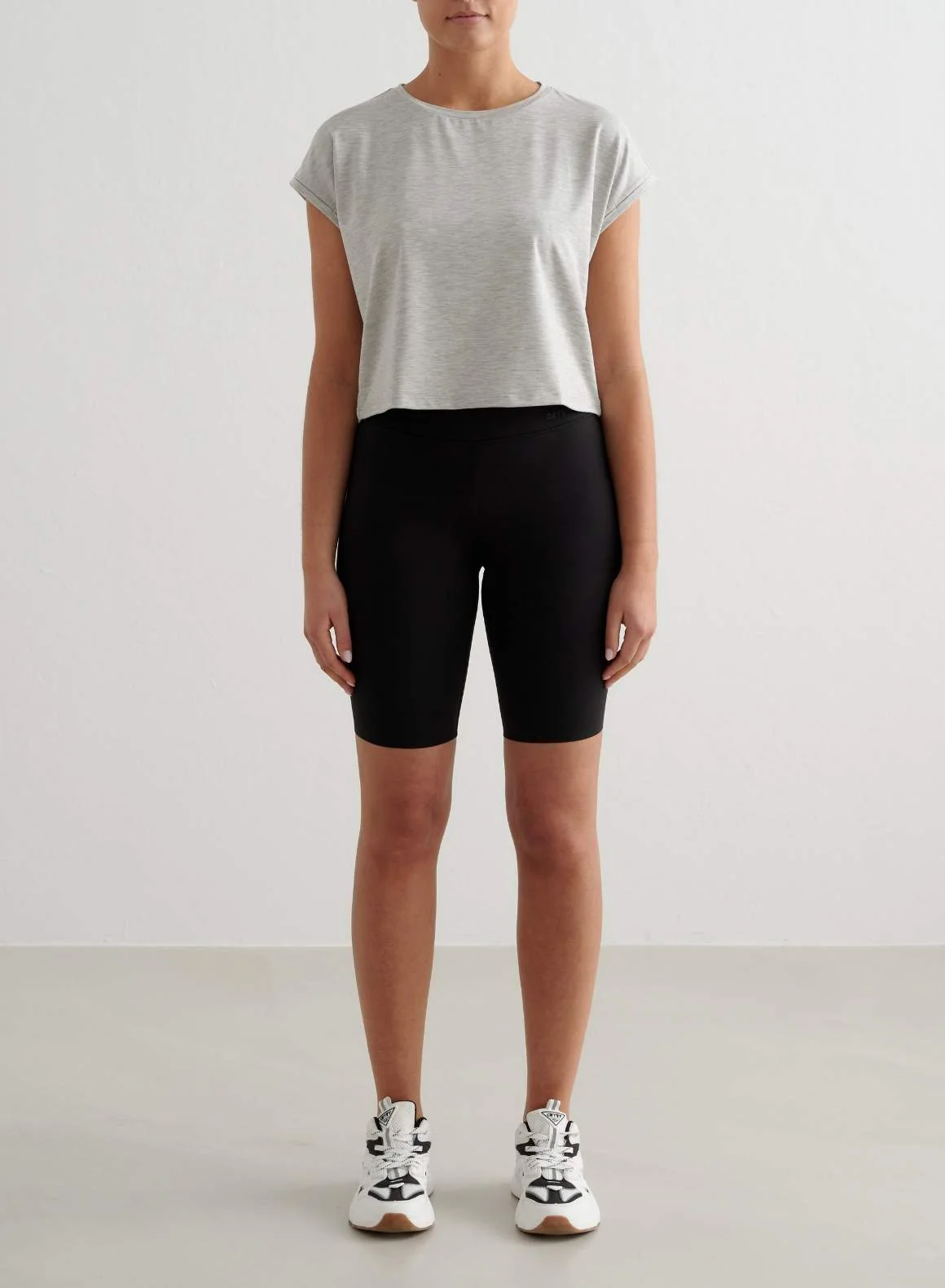 Grey Melange Soft Basic Roll Sleeve Top - Image 3