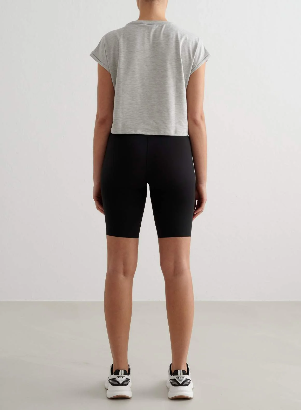 Grey Melange Soft Basic Roll Sleeve Top - Image 4
