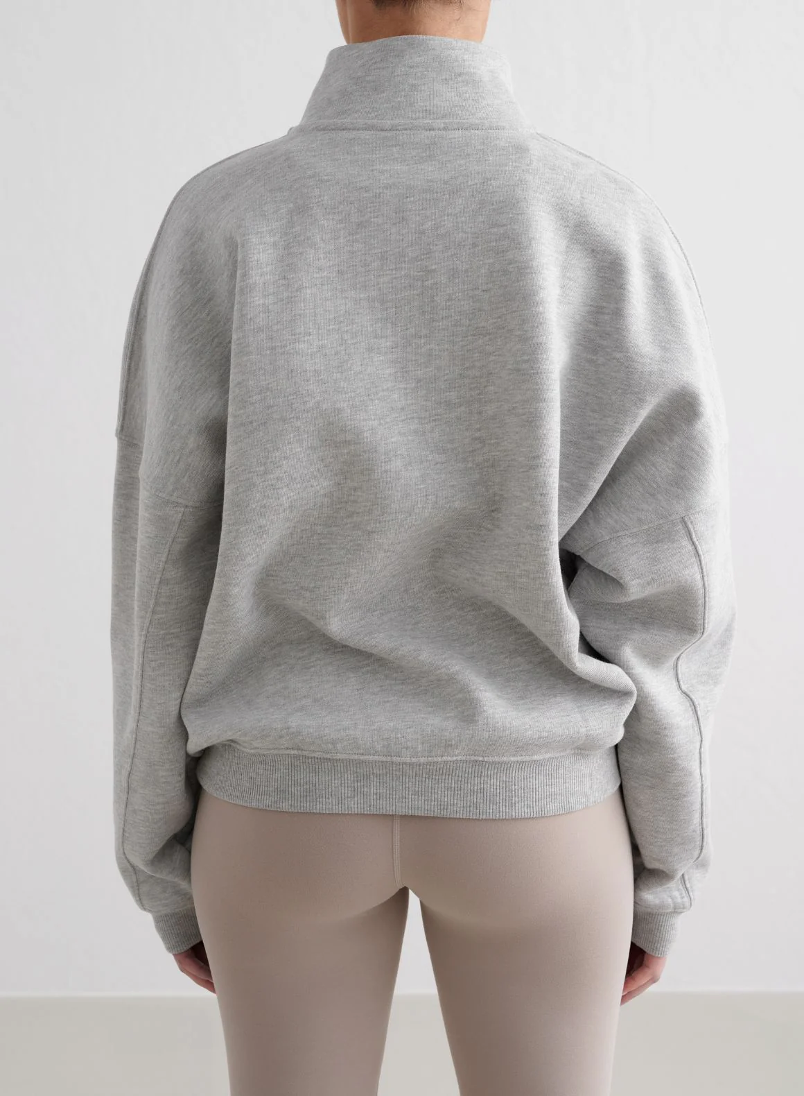 Grey Melange Varsity Sweat Half Zip - Image 4