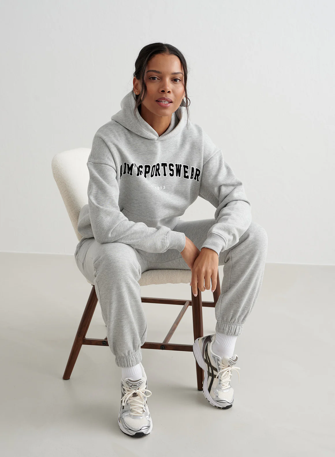 Grey Melange Varsity Sweat Hood - Image 6