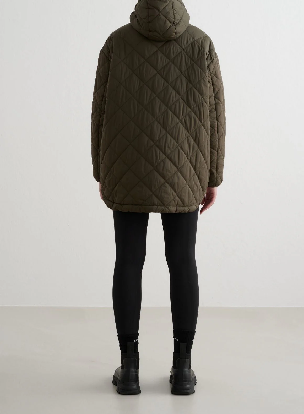 Khaki Oversized Quilted Anorak - Image 4