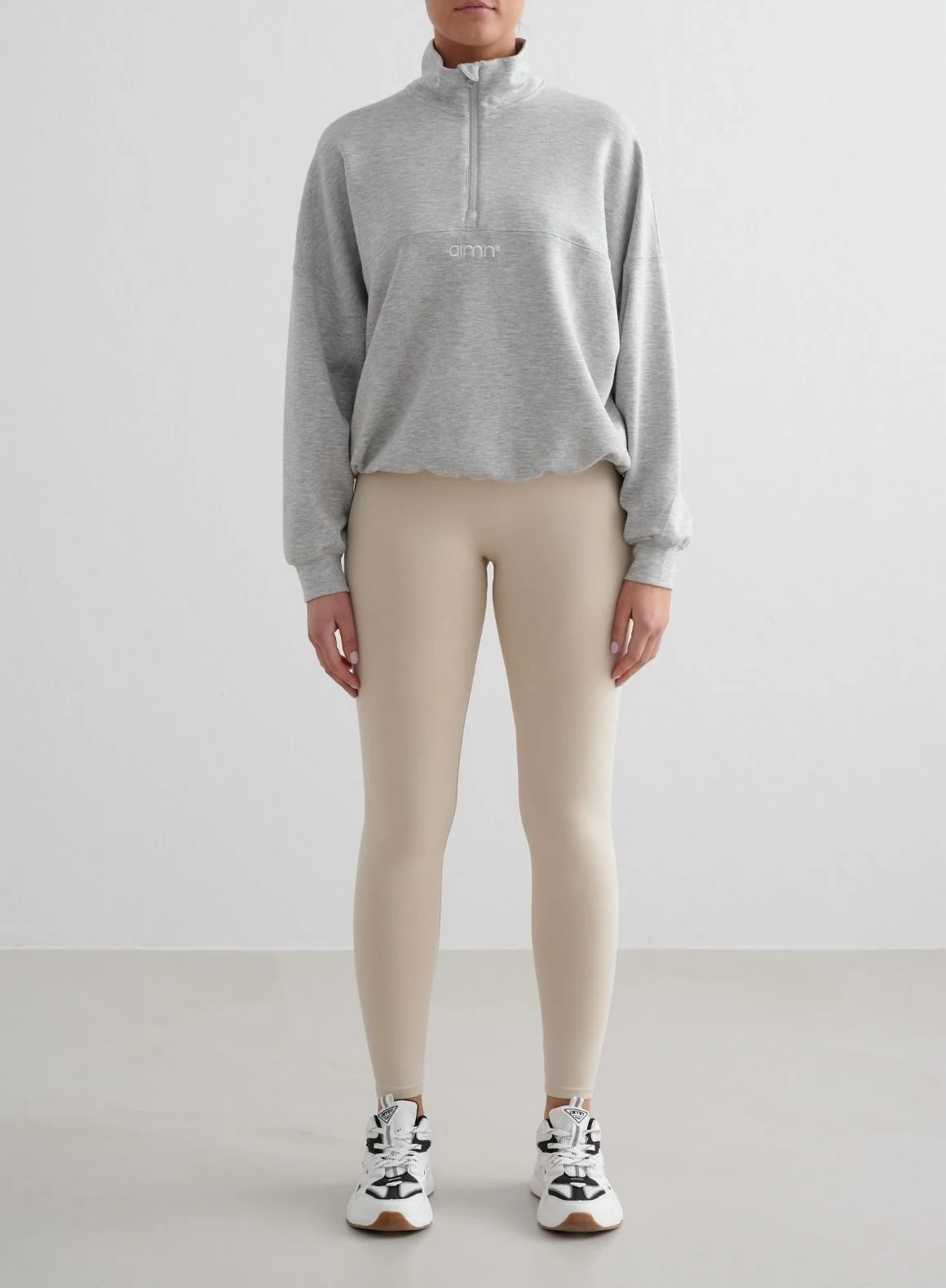 Light Grey Melange Comfy Modal Half Zip - Image 3