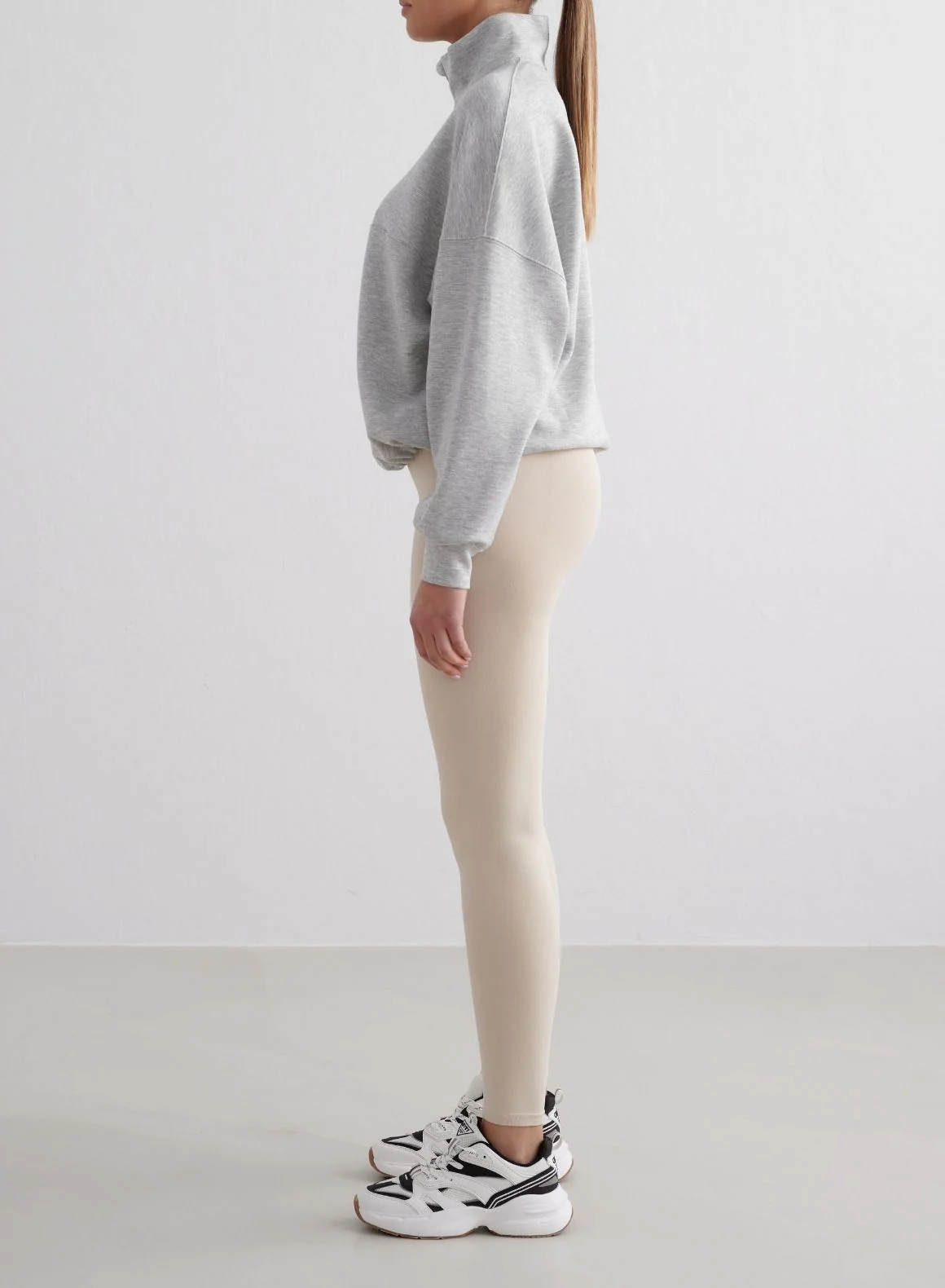 Light Grey Melange Comfy Modal Half Zip - Image 5