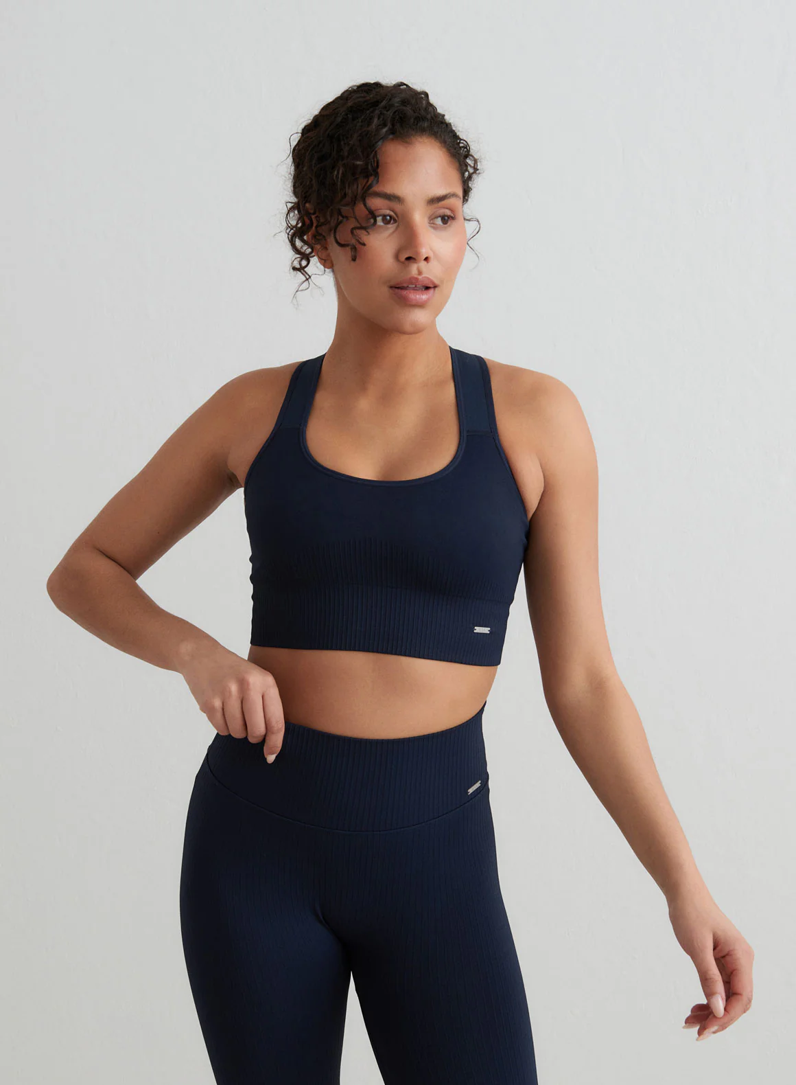 Navy High Support Ribbed Bra - Image 4