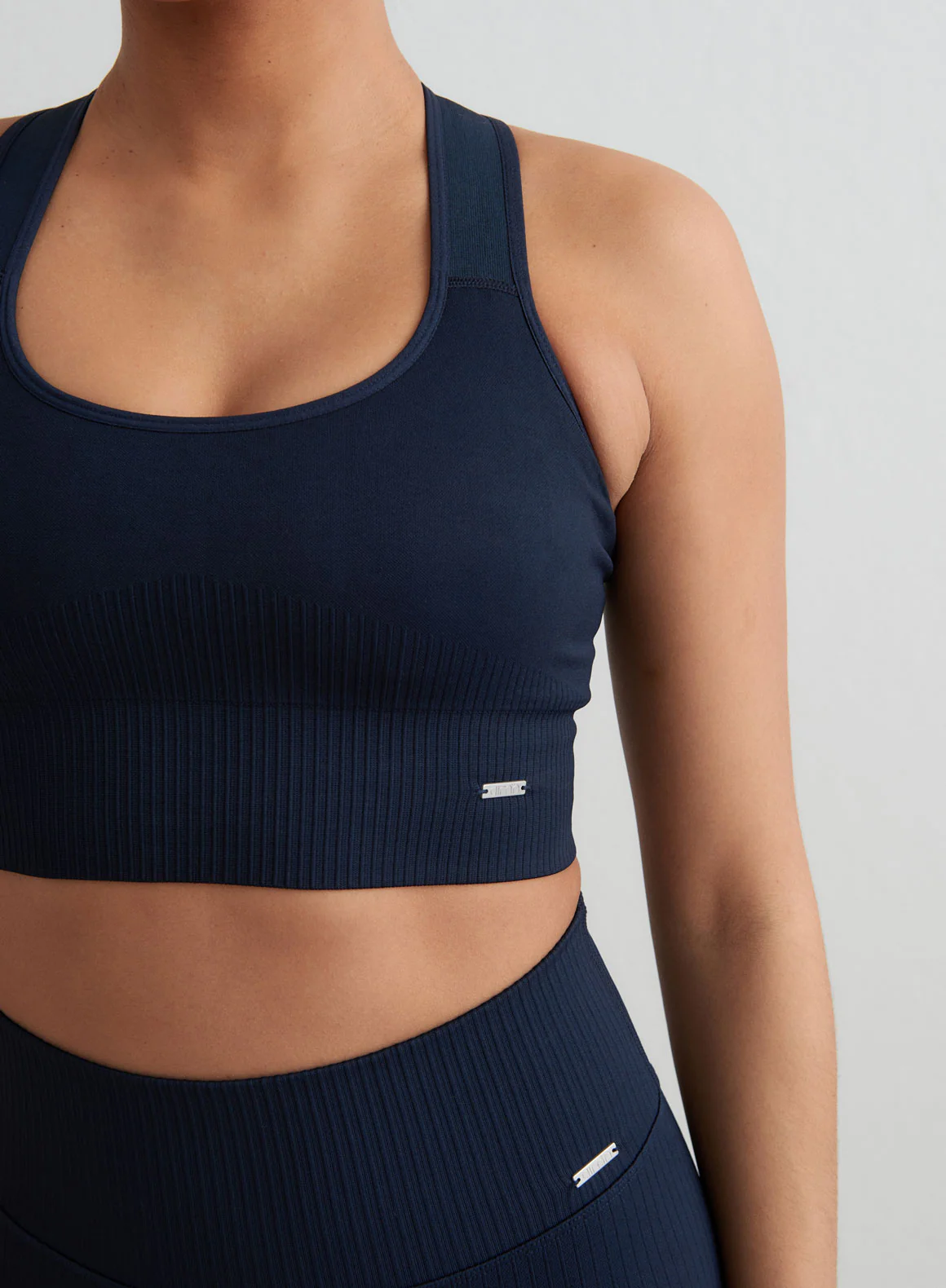 Navy High Support Ribbed Bra - Image 5