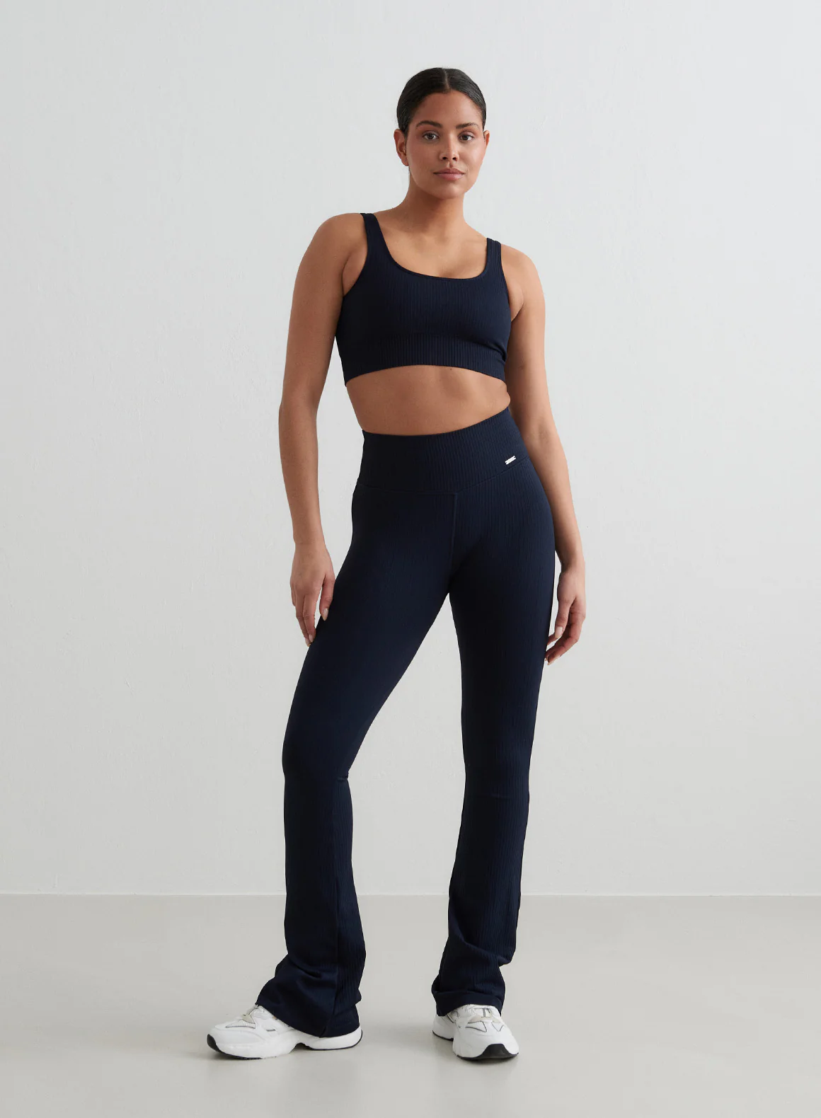 Navy Ribbed Seamless Flare Tights - Image 4