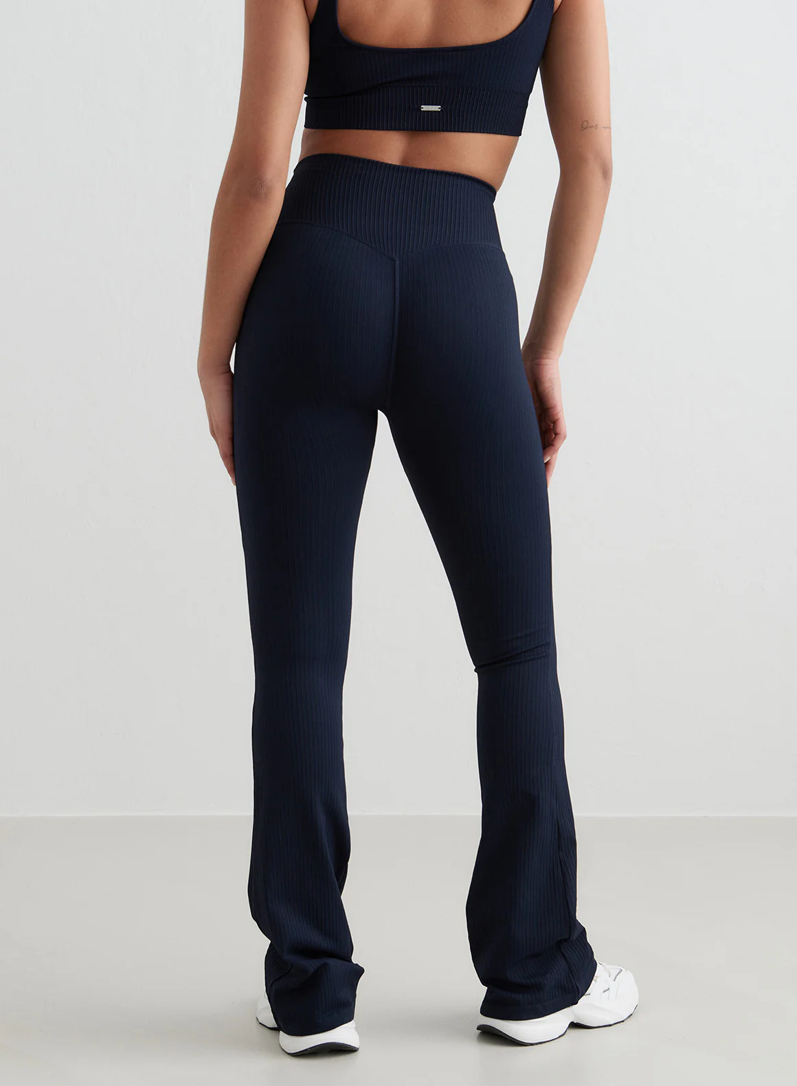 Navy Ribbed Seamless Flare Tights - Image 8