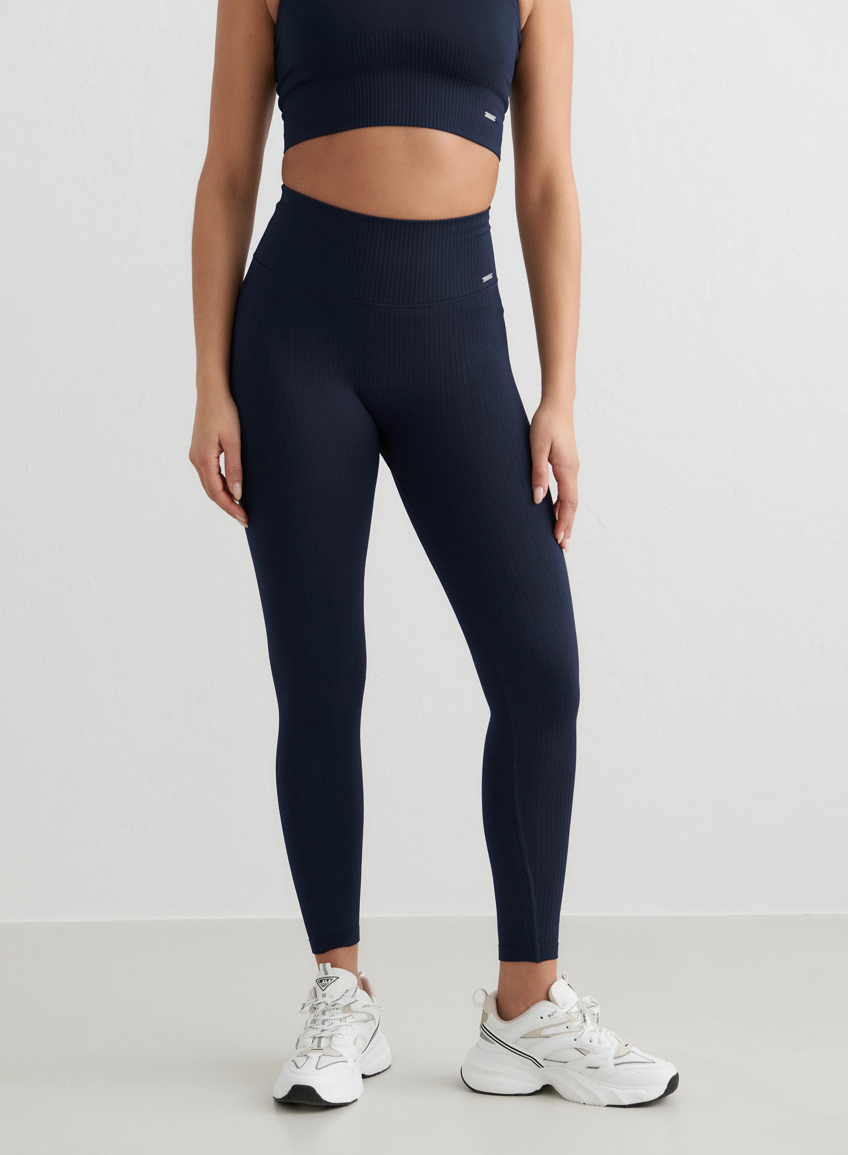 Navy Ribbed Seamless Petite Tights - Image 4