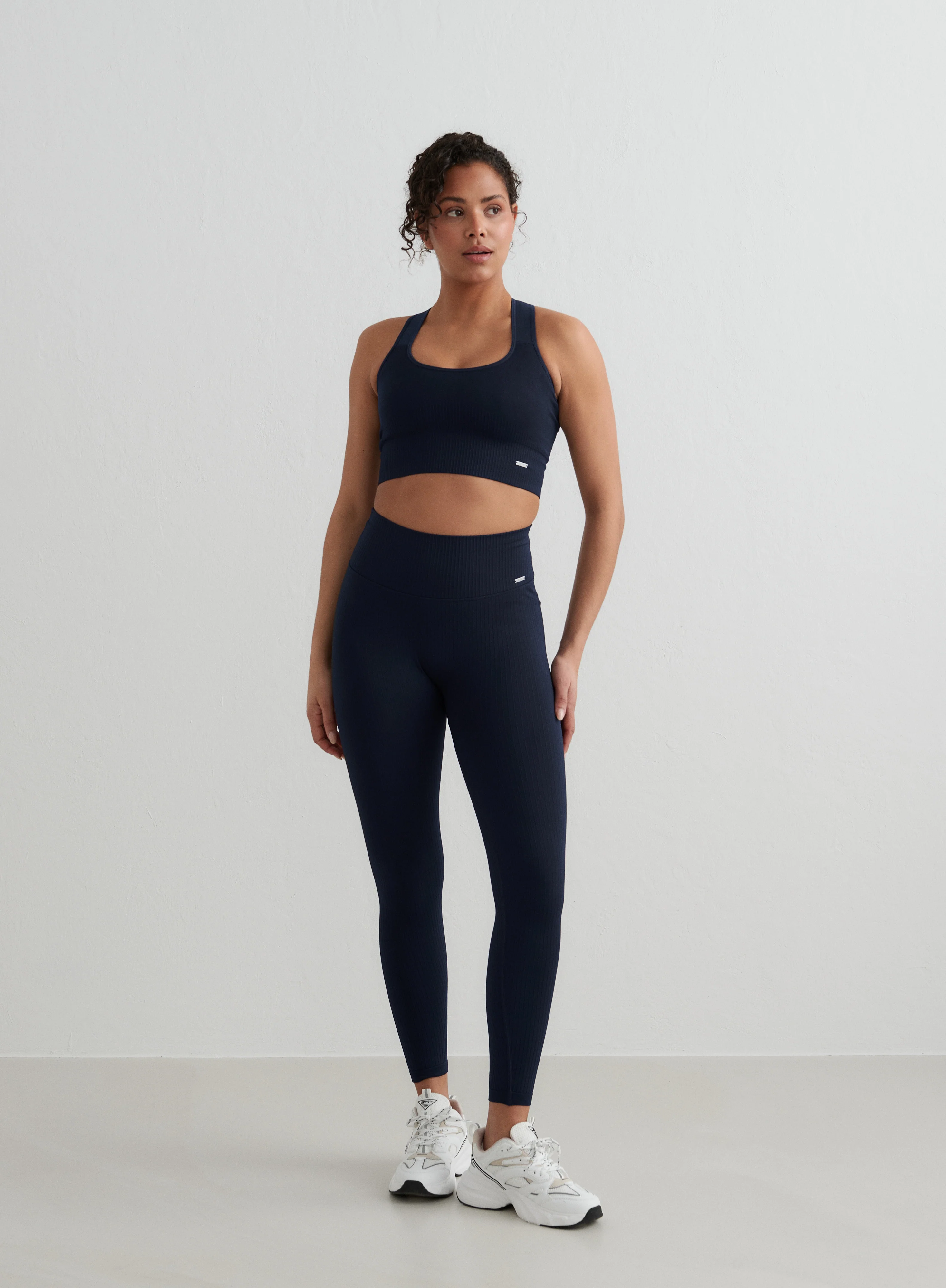 Navy Ribbed Seamless Petite Tights - Image 5