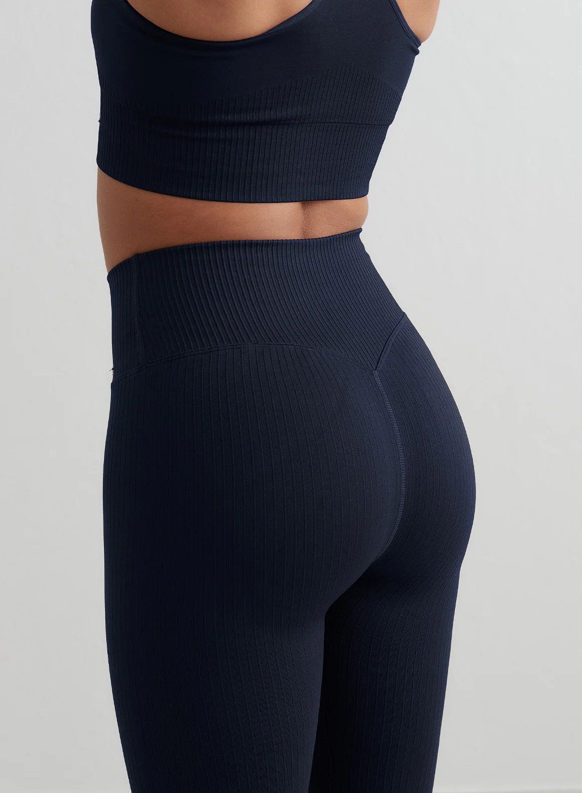 Navy Ribbed Seamless Tights - Image 2