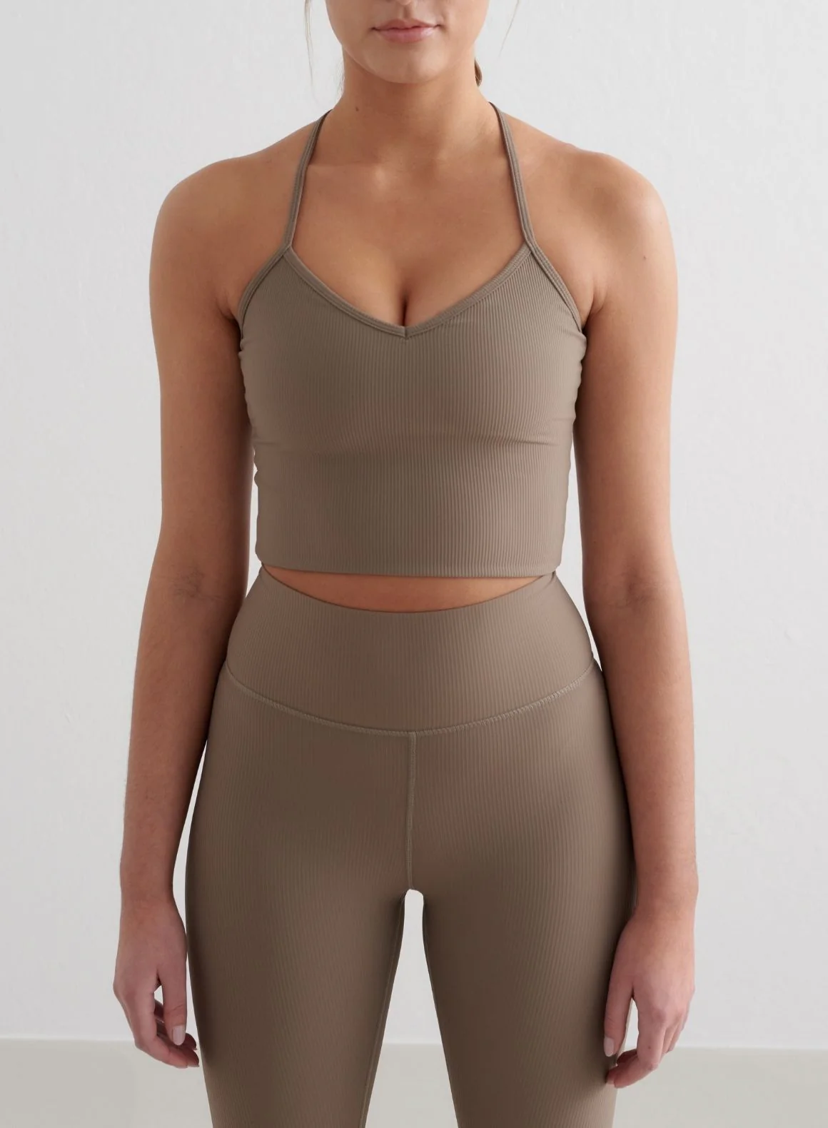 Nougat Ribbed Performance Bralette