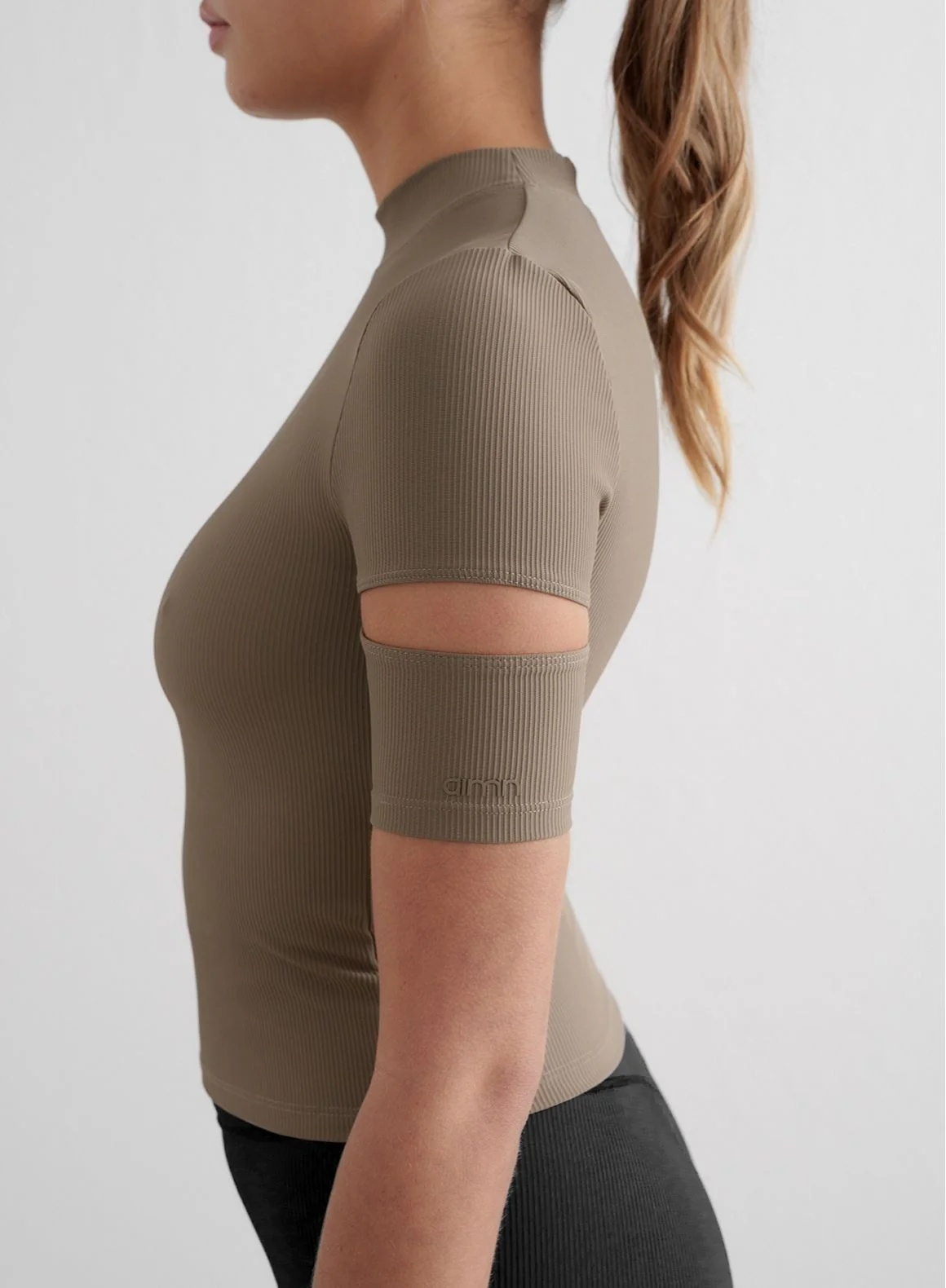 Nougat Ribbed Performance Cut-Out Top - Image 3