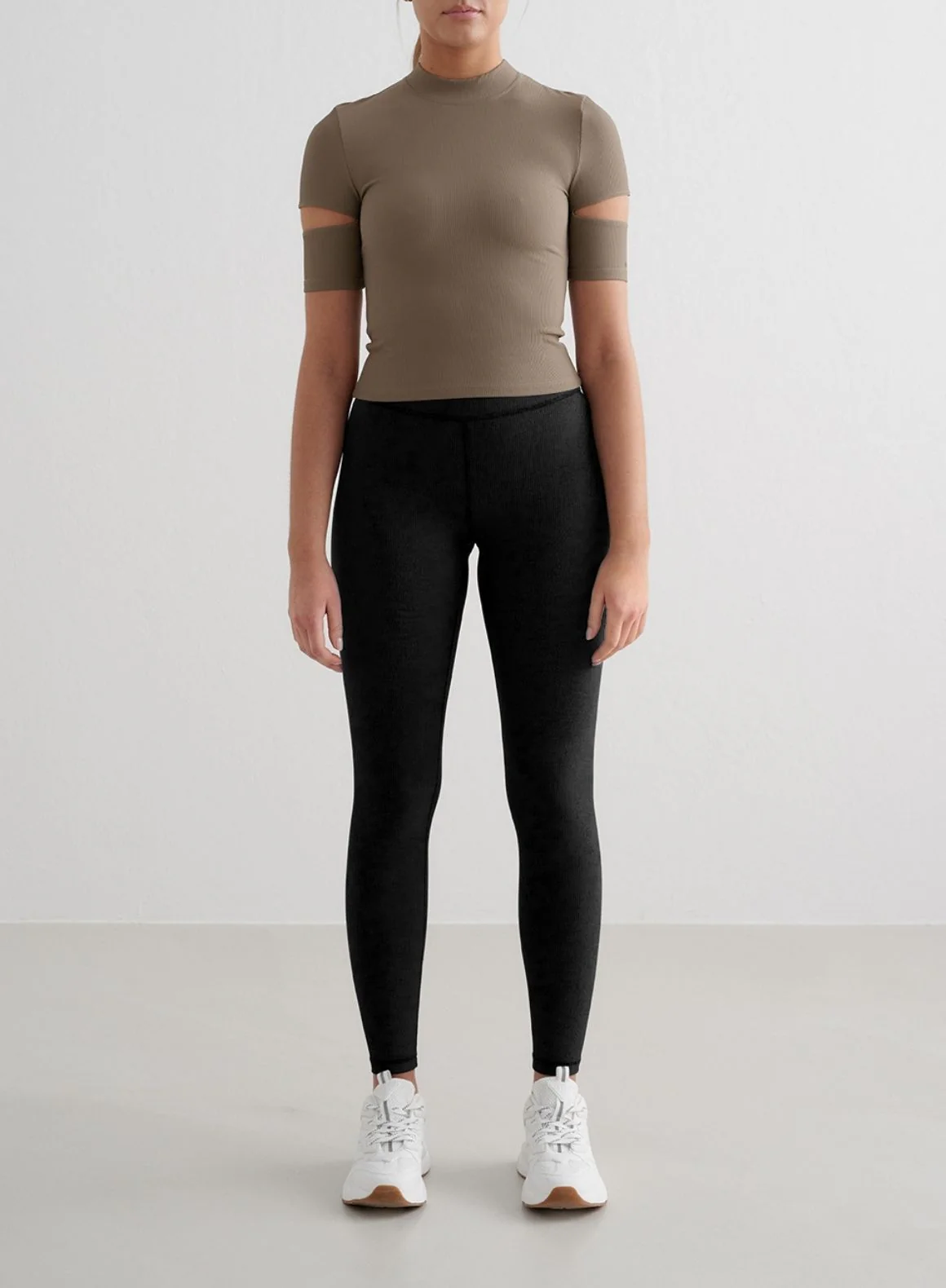 Nougat Ribbed Performance Cut-Out Top - Image 4