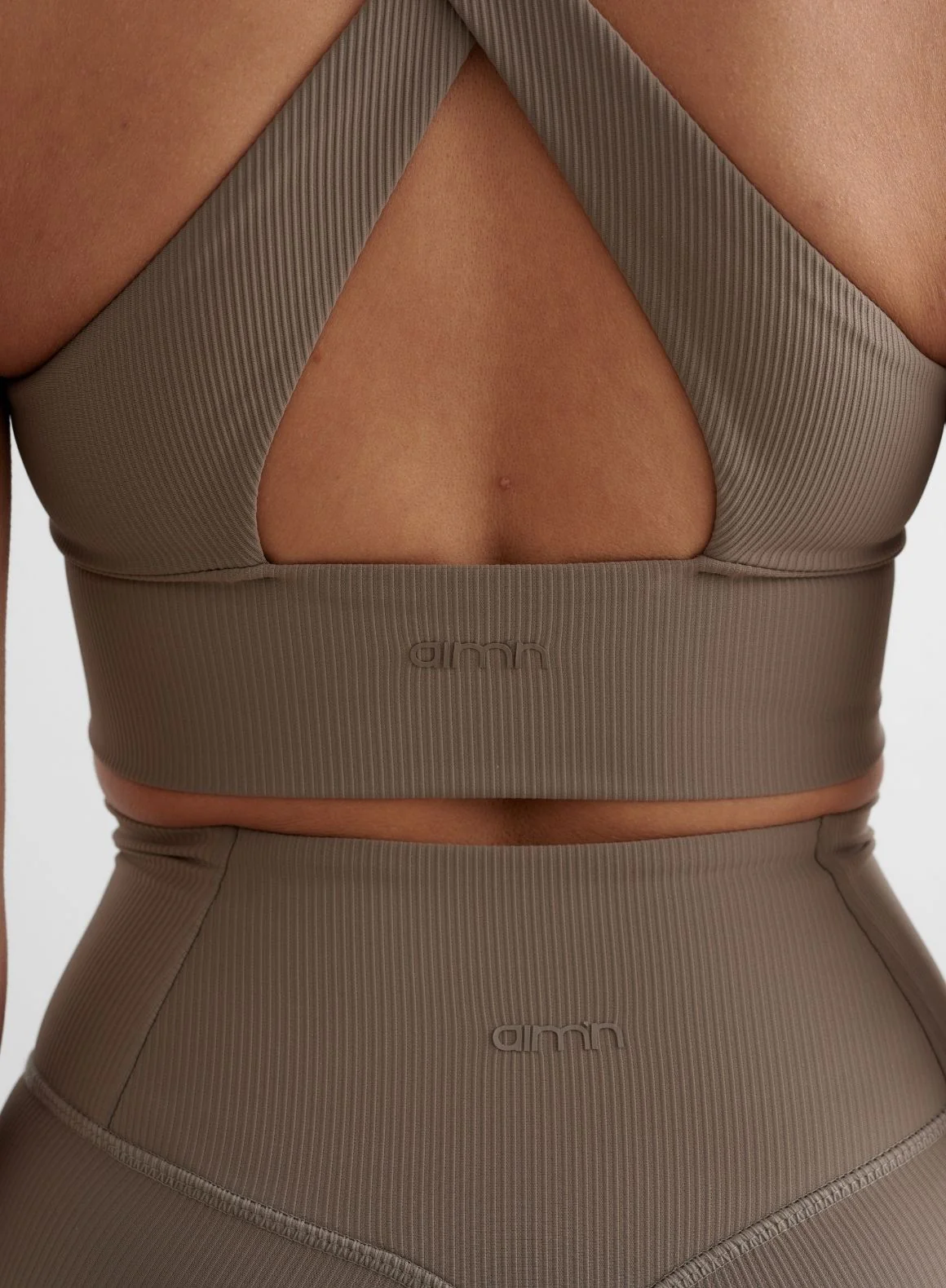Nougat Ribbed Performance Zipped Bra - Image 3