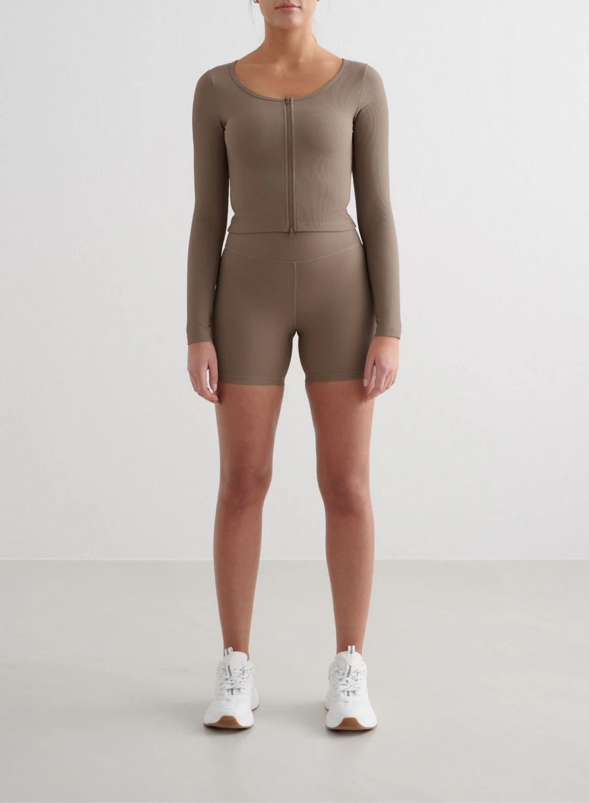 Nougat Ribbed Performance Zipped Cardigan - Image 3
