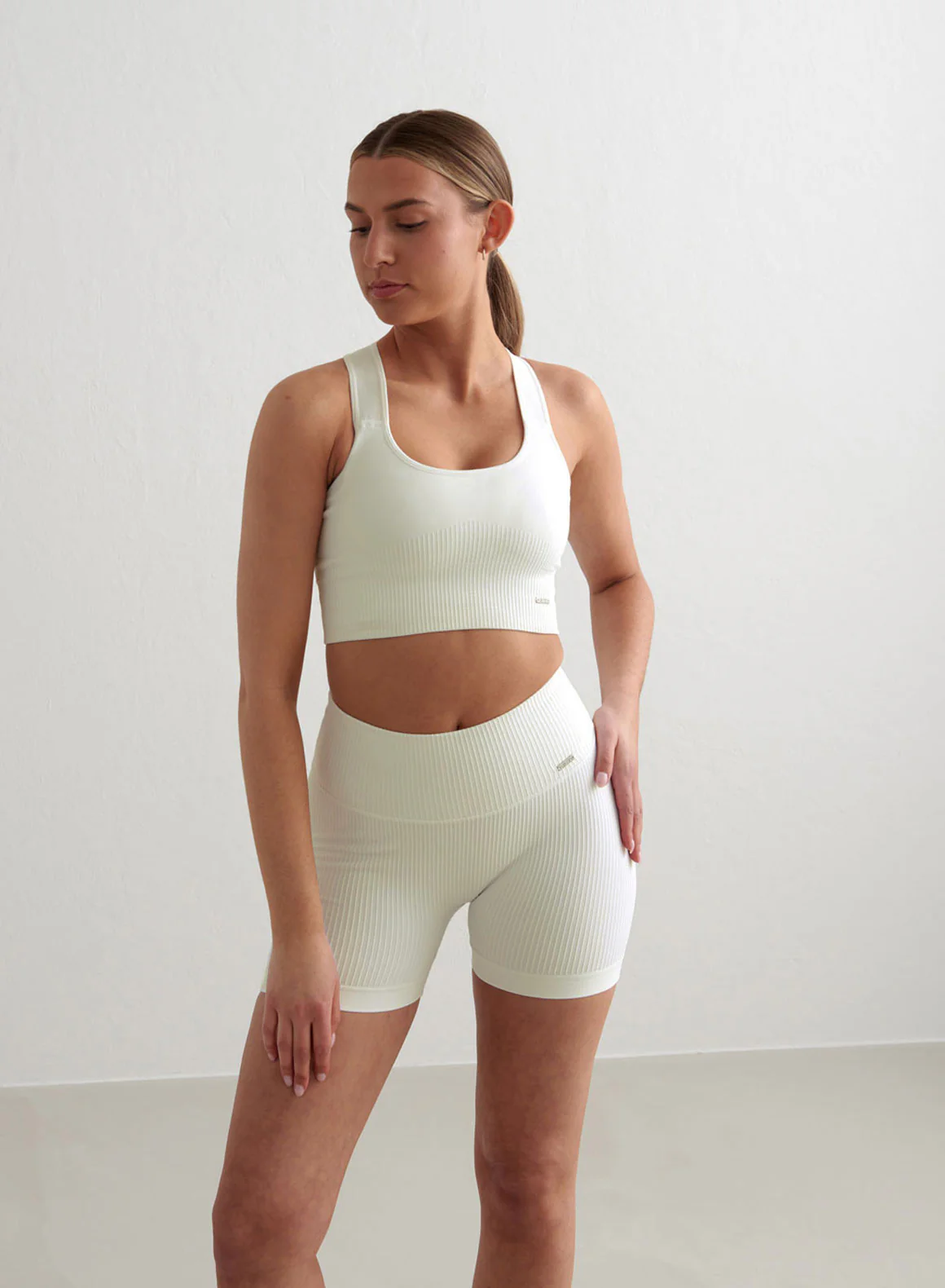 Off White Off-White Ribbed Midi Biker Shorts - Image 3