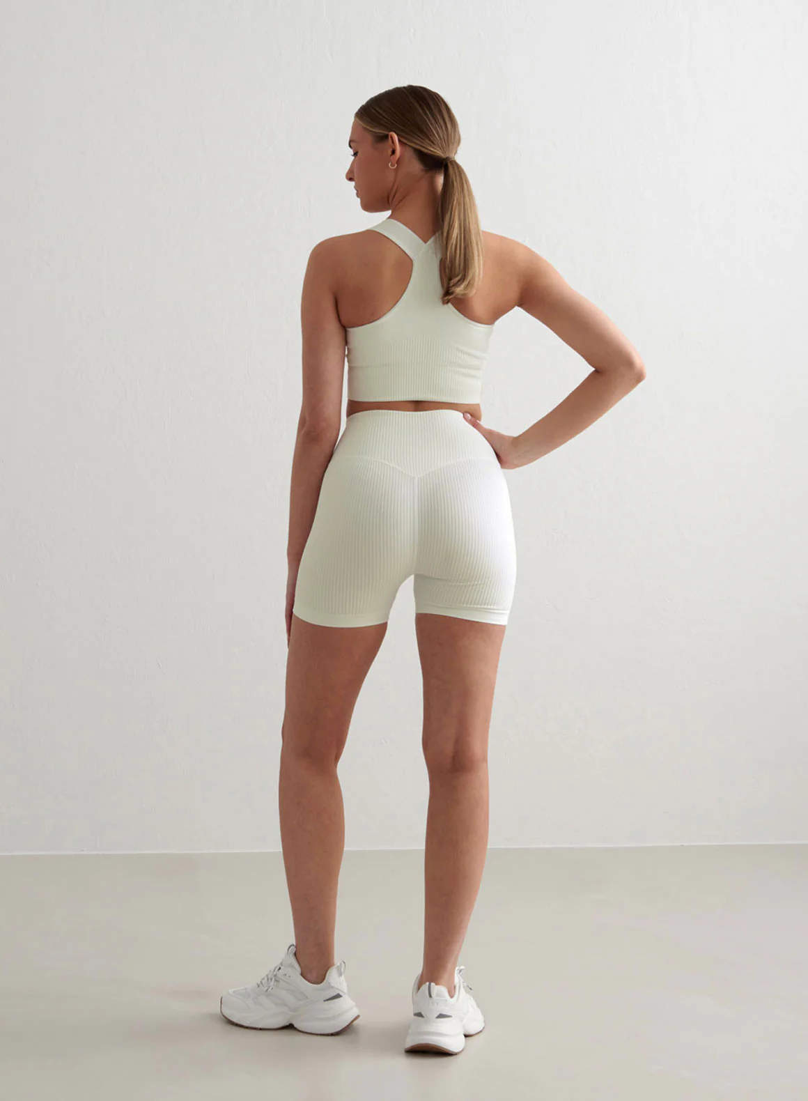 Off White Off-White Ribbed Midi Biker Shorts - Image 5