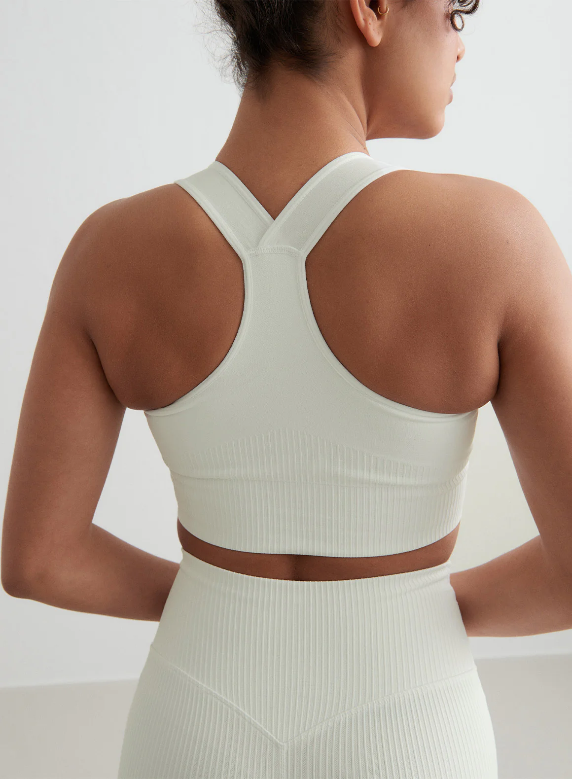 Off White Off-White Ribbed Seamless High Support Bra - Image 3