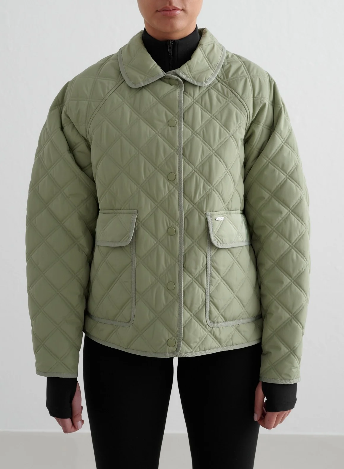 Pale Khaki Quilted Femme Jacket - Image 3