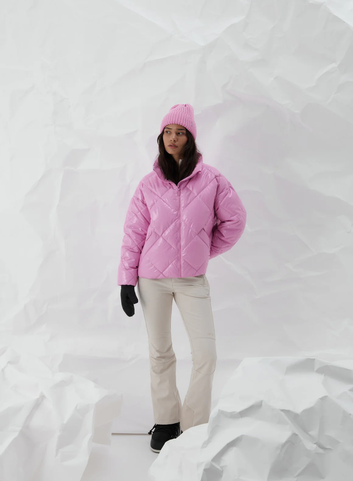 Peony Pink Diamond Quilt Puffer Jacket - Image 5