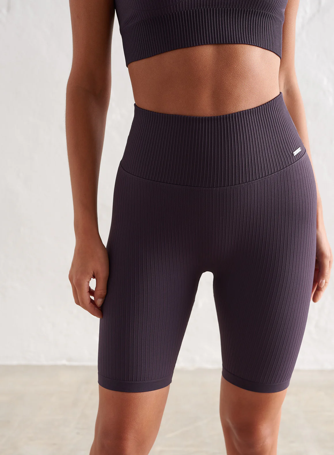 Plum Ribbed Seamless Biker Shorts - Image 5