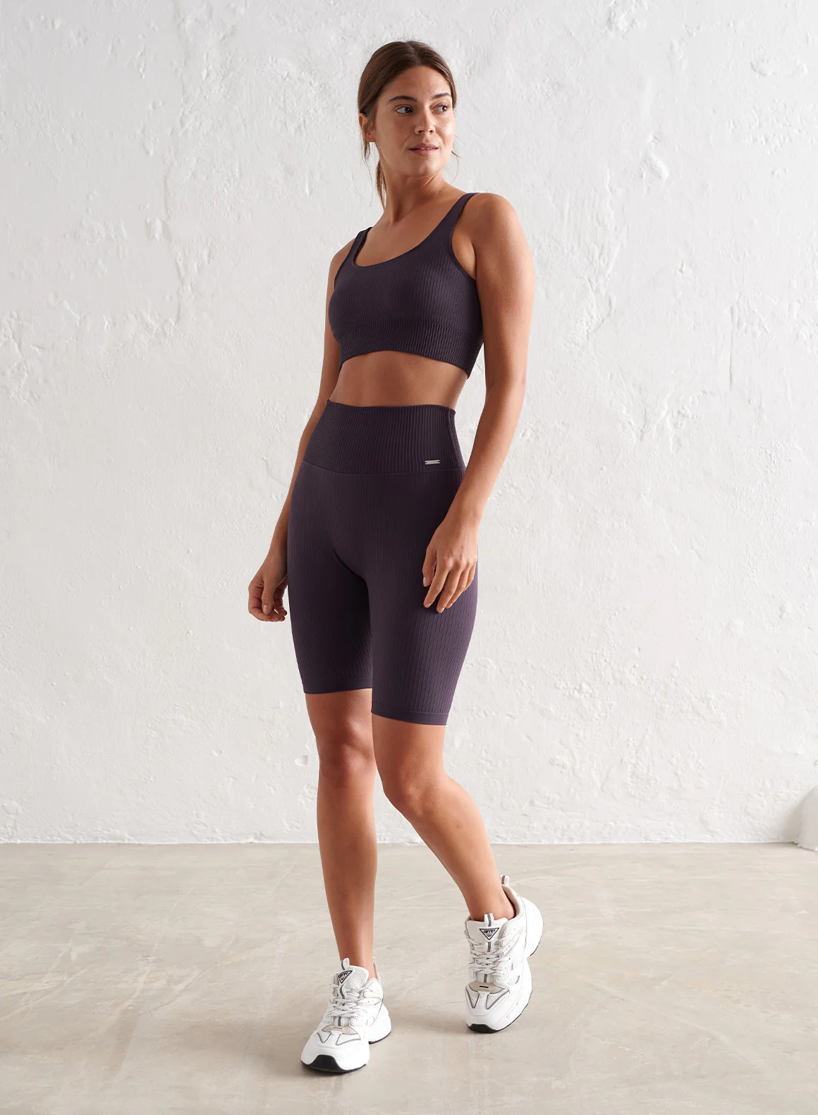 Plum Ribbed Seamless Biker Shorts - Image 6
