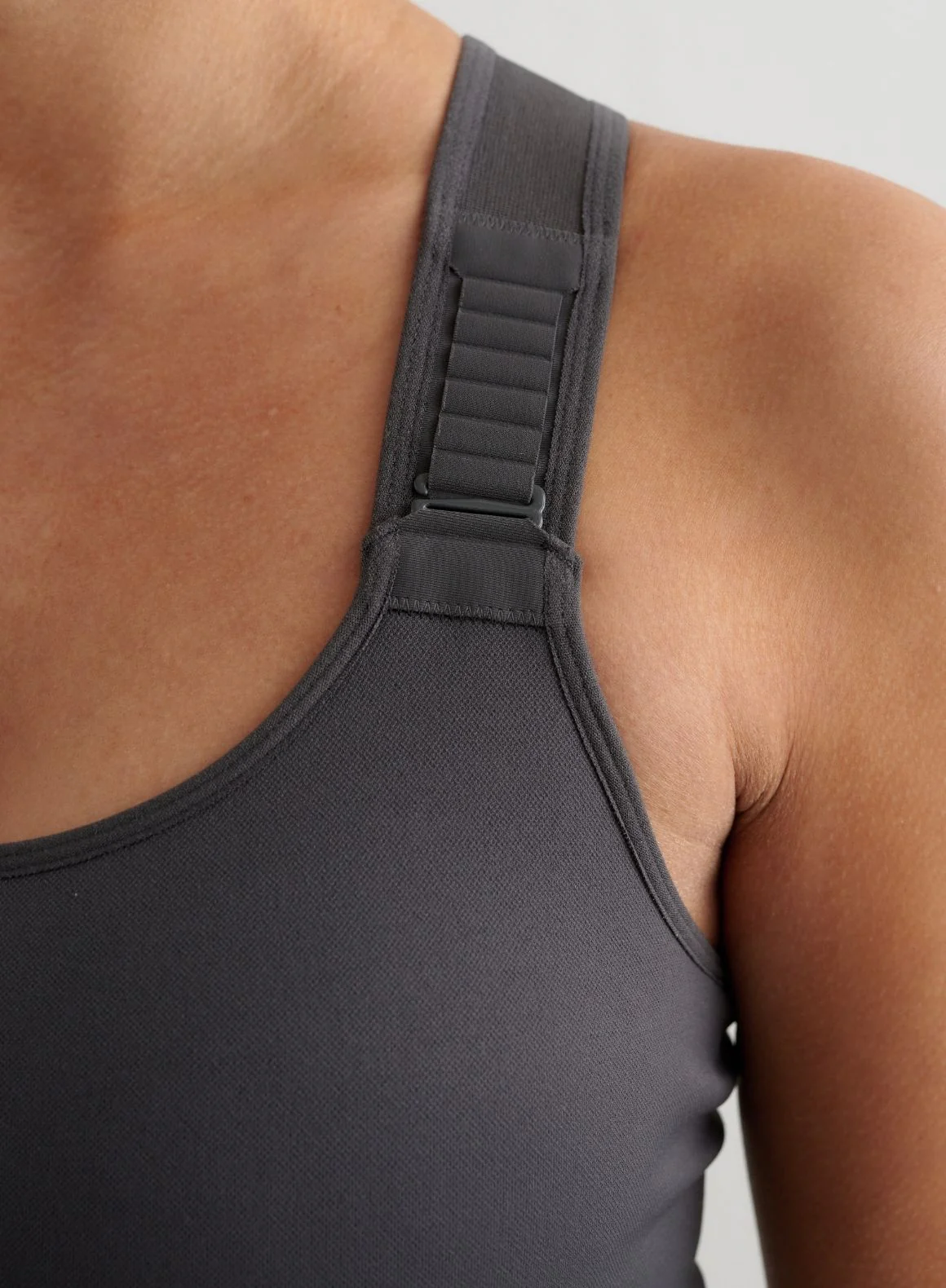 Shadow Grey Ribbed Seamless High Support Bralette - Image 4