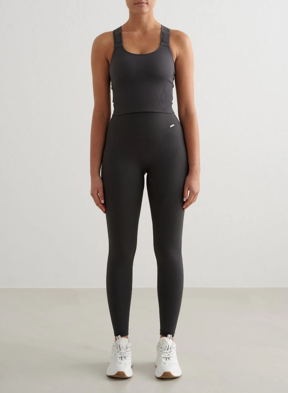 Shadow Grey Ribbed Seamless High Support Bralette - Image 5