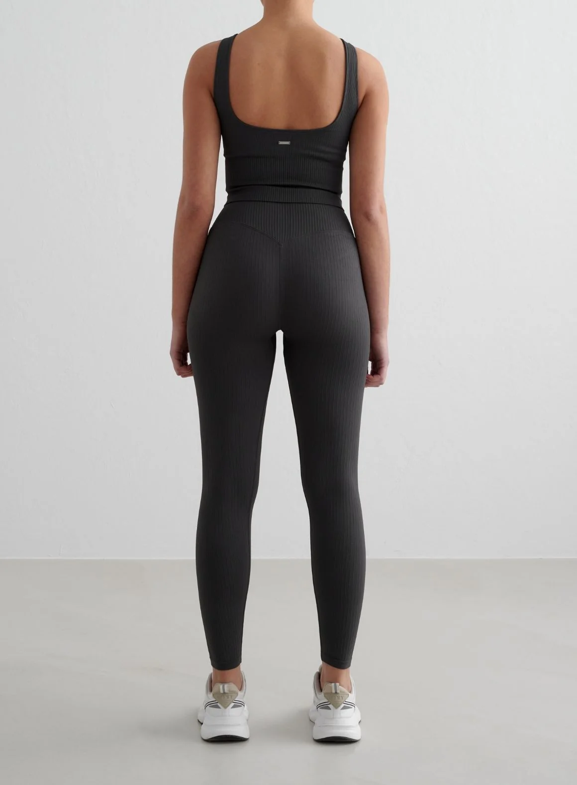 Shadow Grey Ribbed Seamless Petite Tights - Image 2