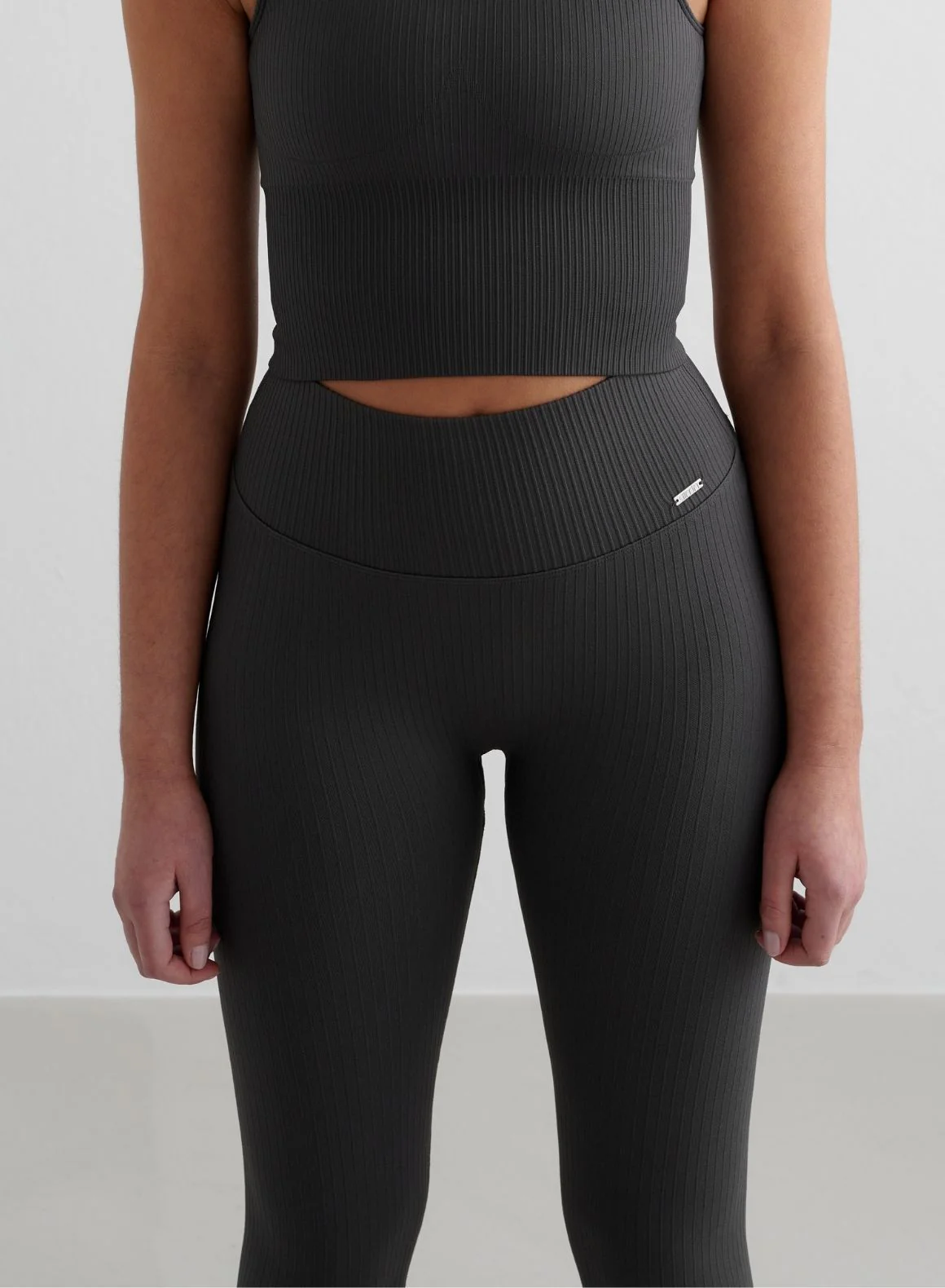 Shadow Grey Ribbed Seamless Tights - Image 3