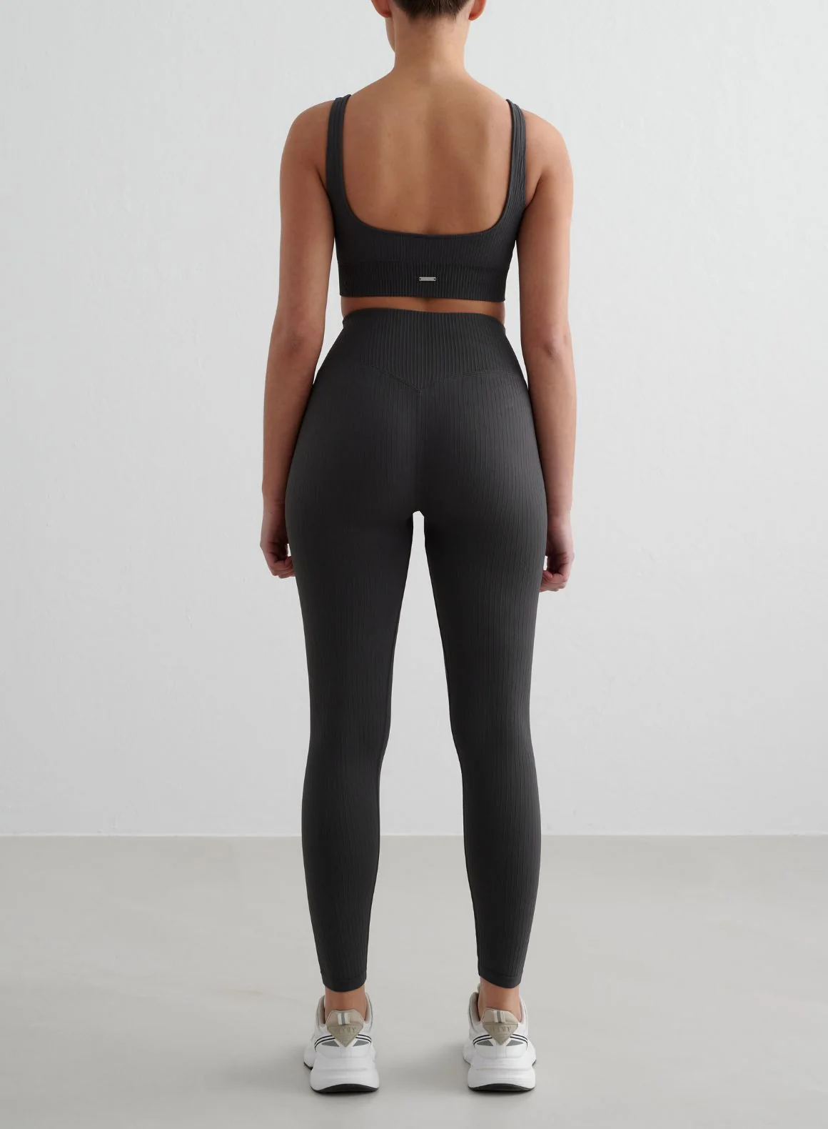 Shadow Grey Ribbed Seamless Tights & Bra Set - Image 2