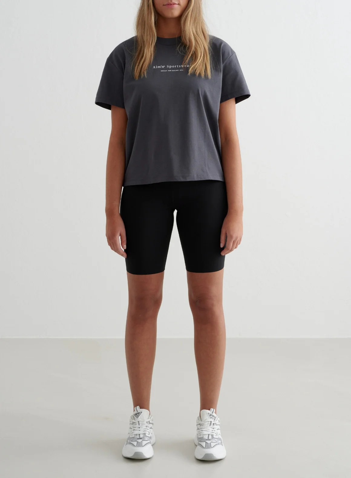 Shadow Grey Serif Boxy T-shirt - Image 3