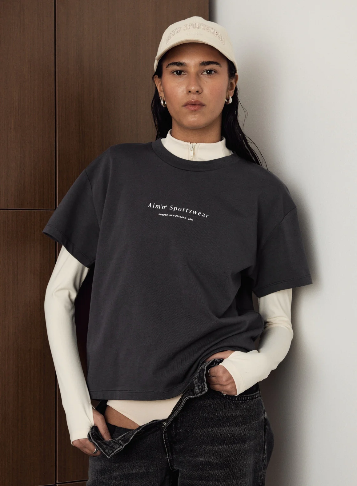 Shadow Grey Serif Boxy T-shirt - Image 4
