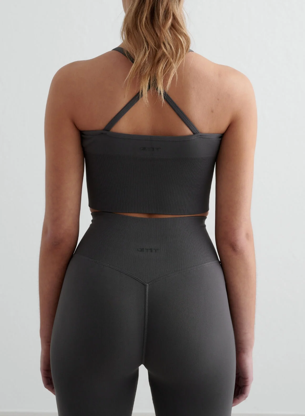 Shadow Grey Shape Seamless Flare Tights & Cross Back Bralette Set - Image 4